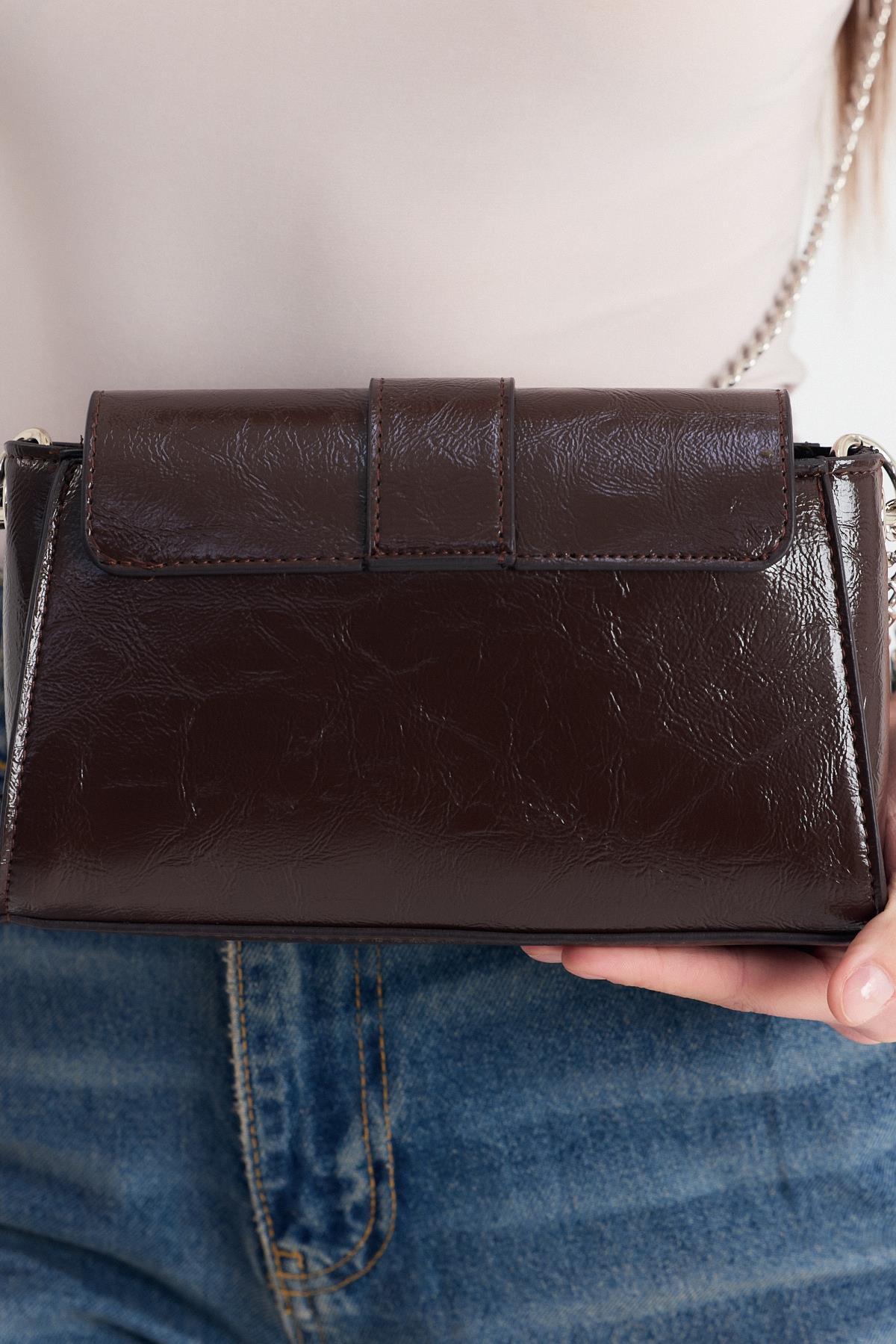 Kahve Deri Görünümlü Omuz Çantası 3023 - 4