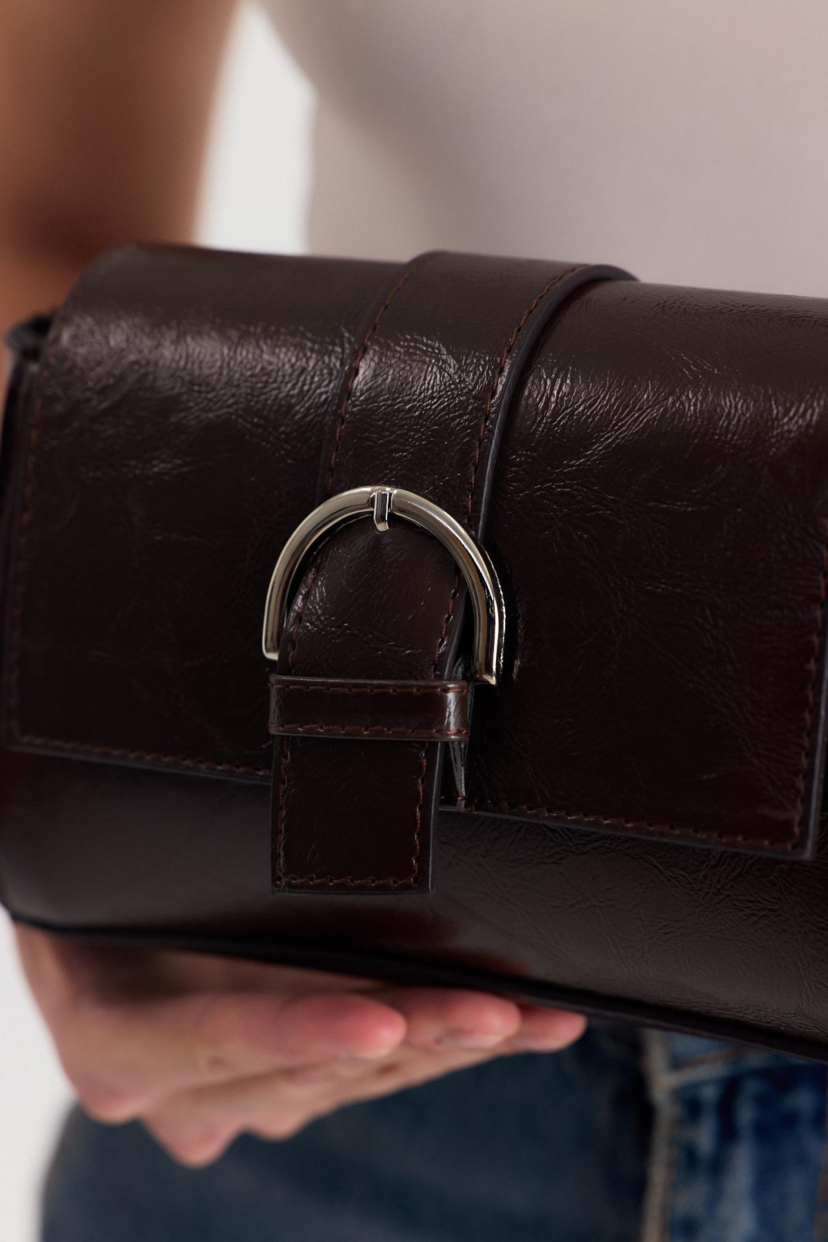 Kahve Deri Görünümlü Omuz Çantası 3023 - 7