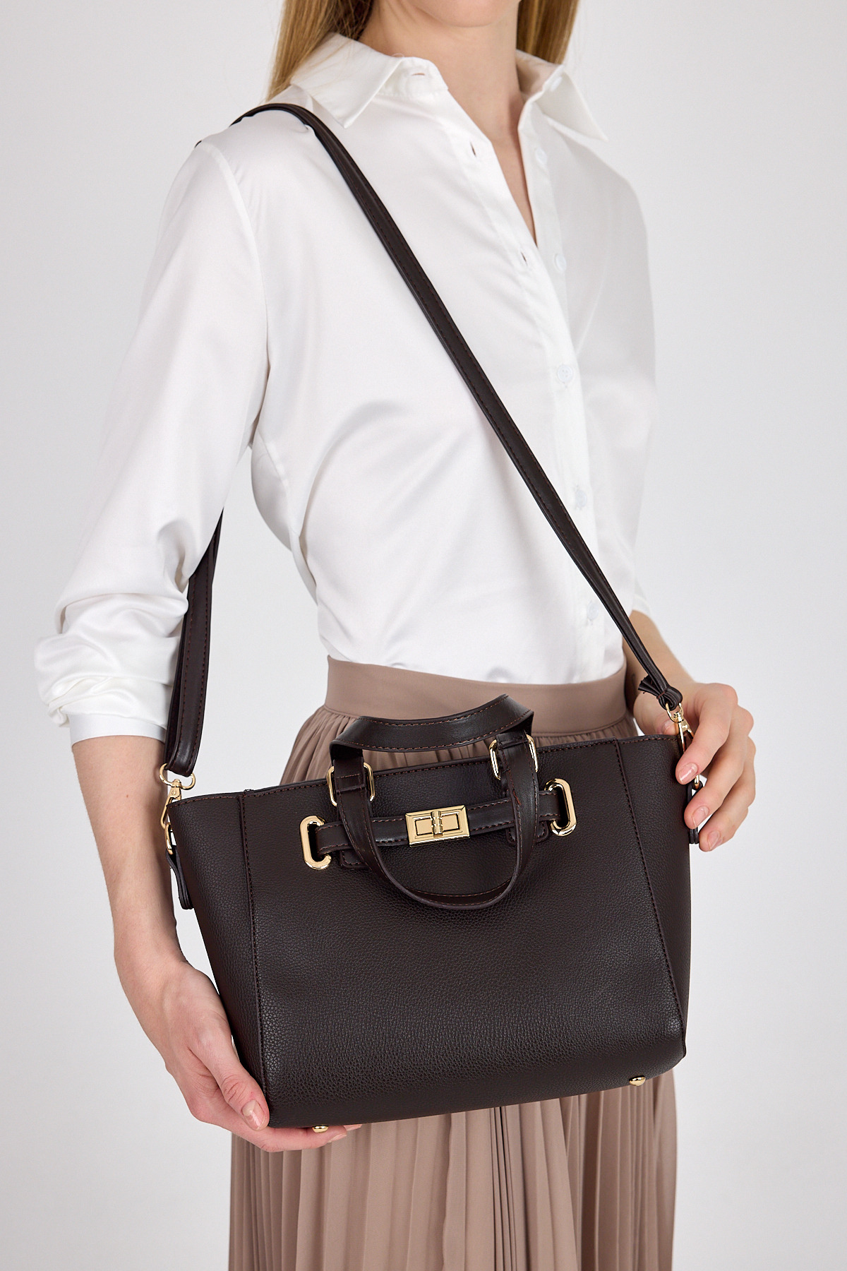 Kahve Deri Görünümlü Omuz Çantası 3029 - RAYS