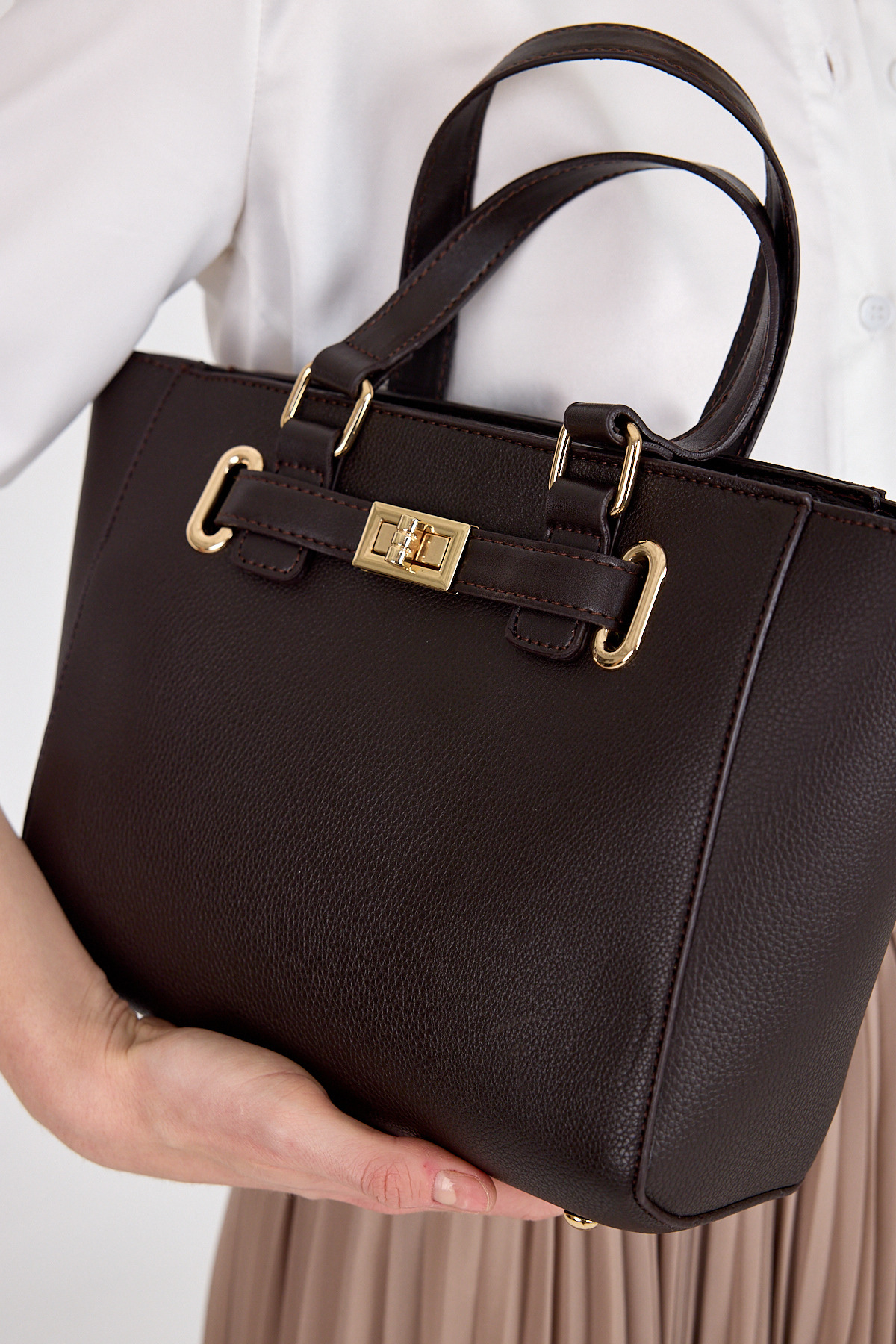 Kahve Deri Görünümlü Omuz Çantası 3029 - 5