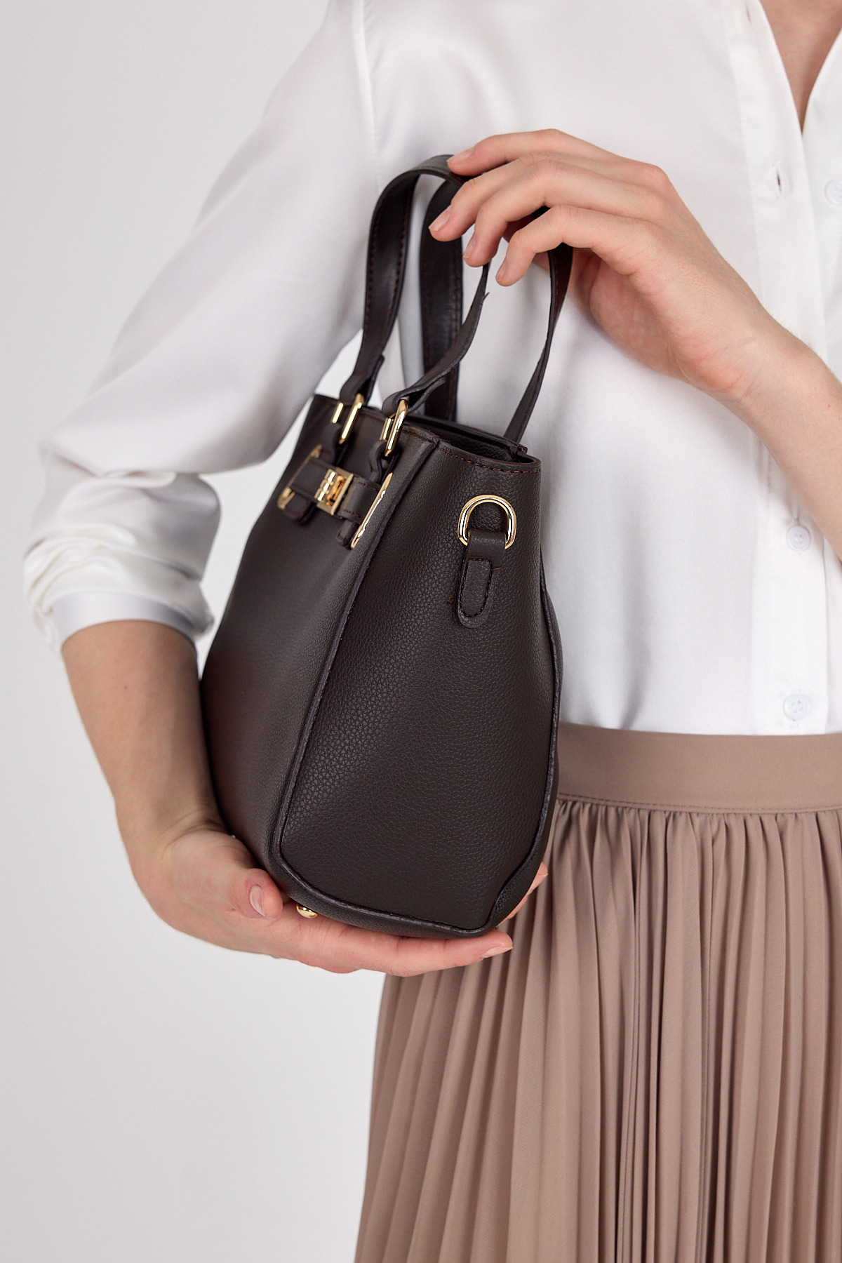 Kahve Deri Görünümlü Omuz Çantası 3029 - 7