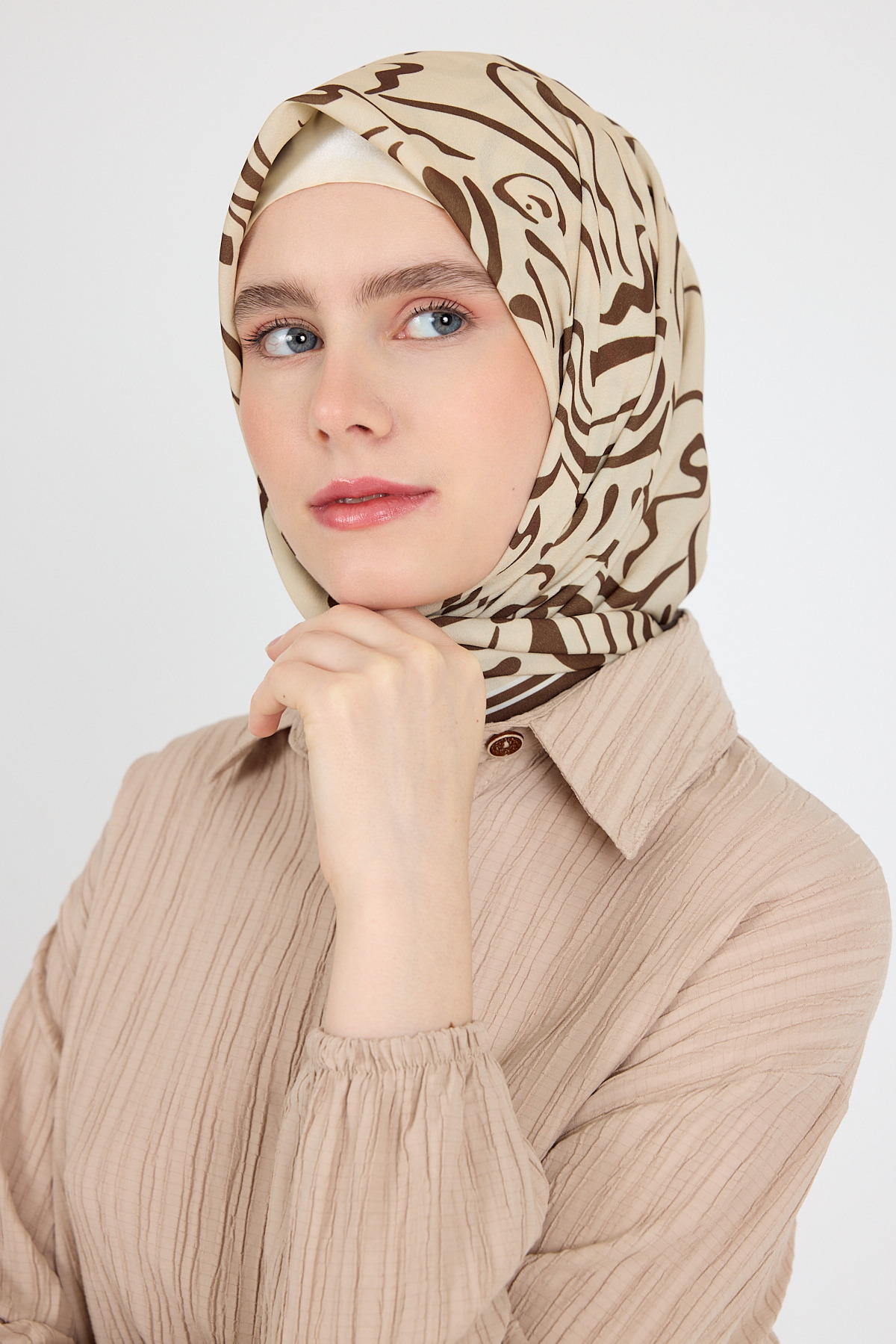 Kahve Desenli Eşarp 5694 - 3