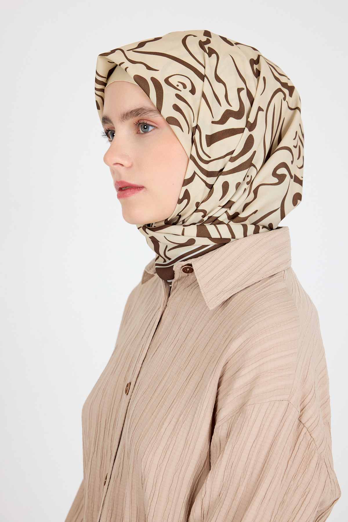 Kahve Desenli Eşarp 5694 - RAYS