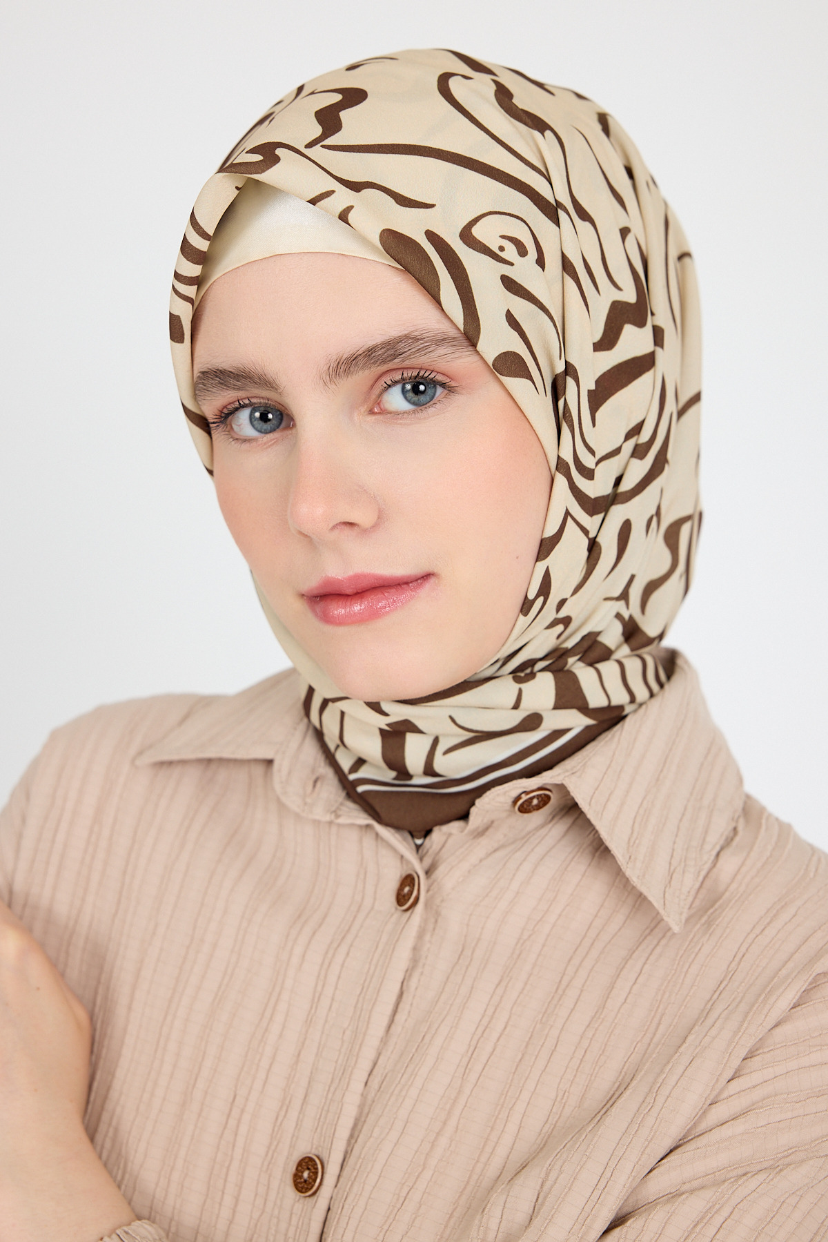 Kahve Desenli Eşarp 5694 - RAYS (1)