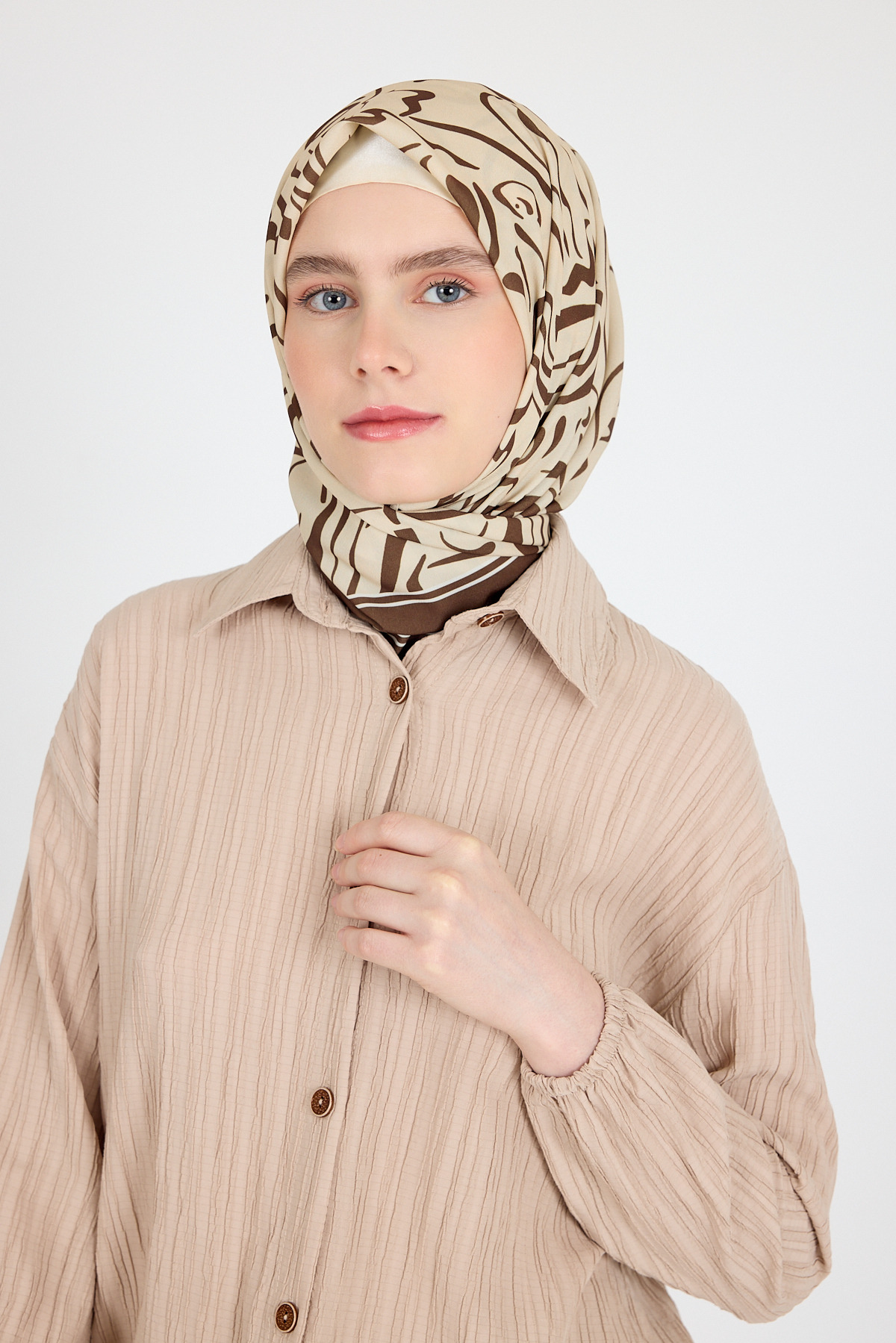 Kahve Desenli Eşarp 5694 - 5