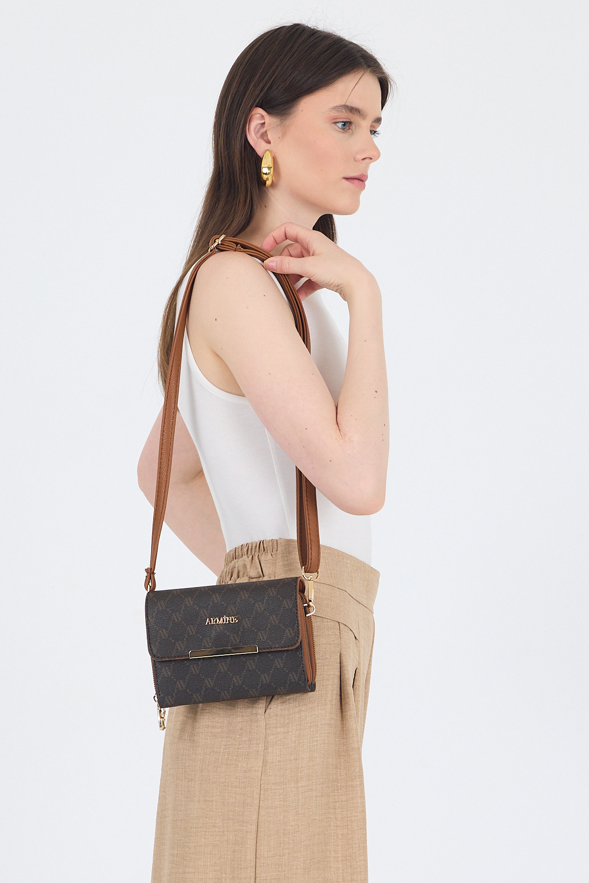 Kahve Desenli Omuz Çantası 381 - RAYS