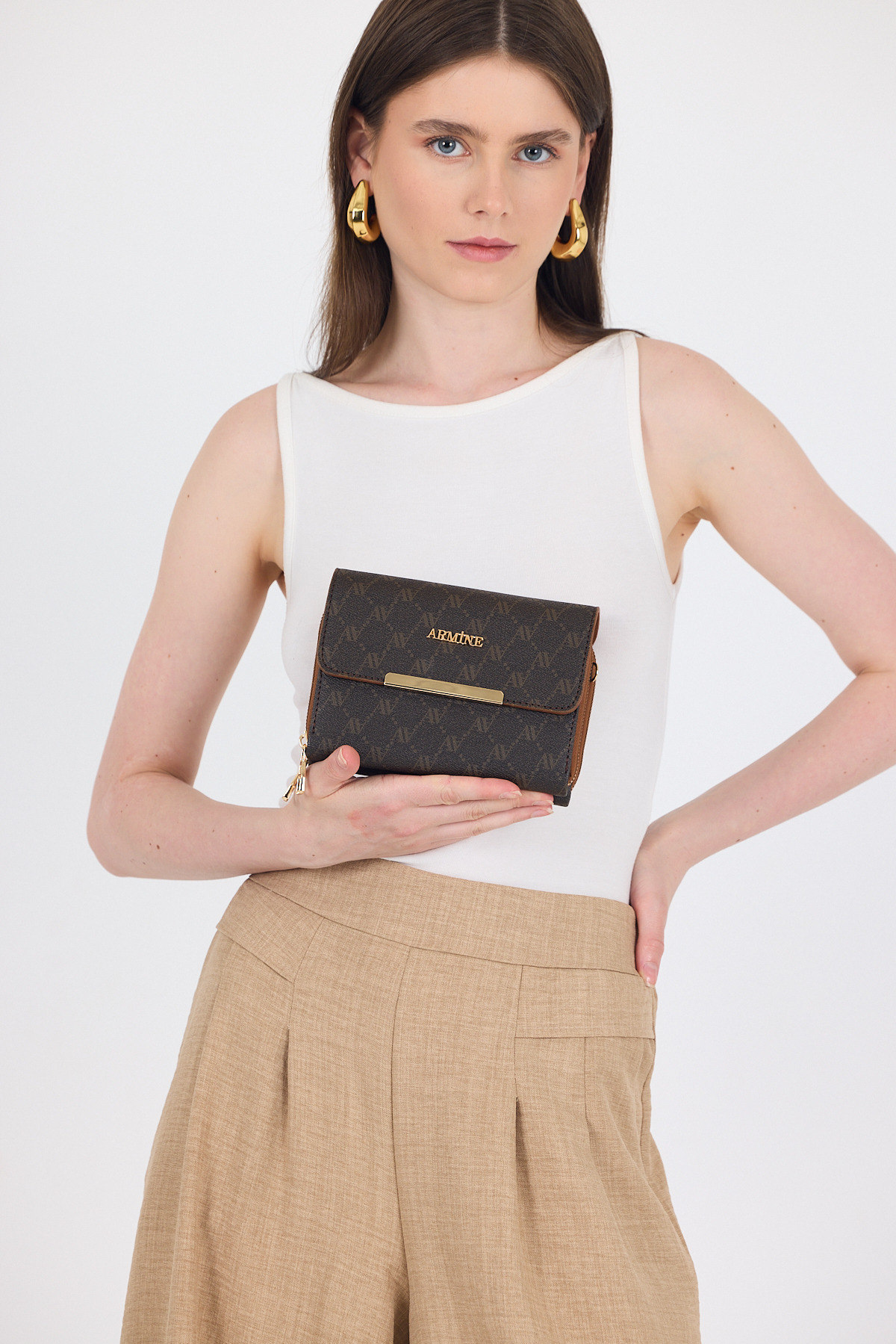 Kahve Desenli Omuz Çantası 381 - RAYS