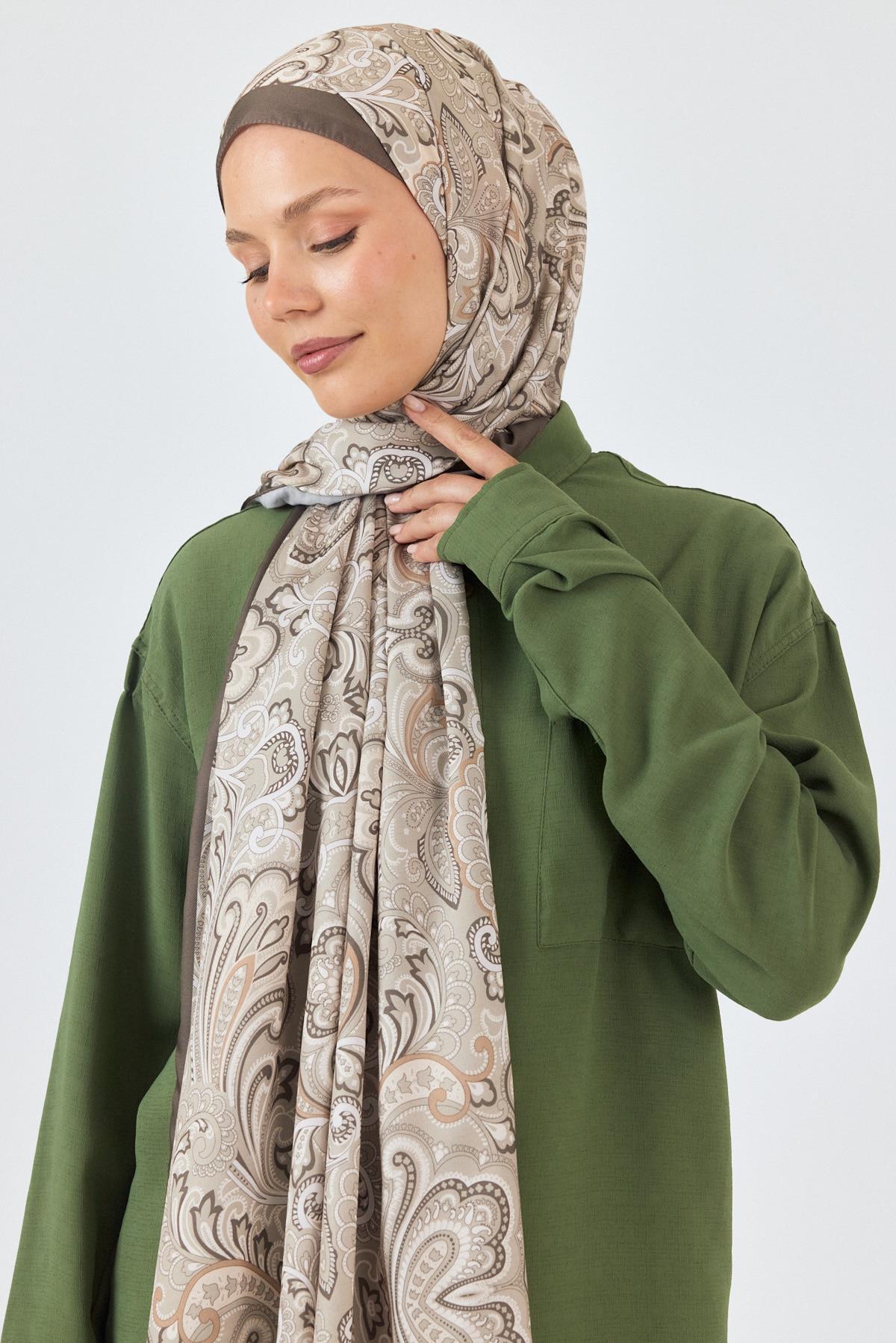 Kahve Etnik Desenli Şal 4005 - 3