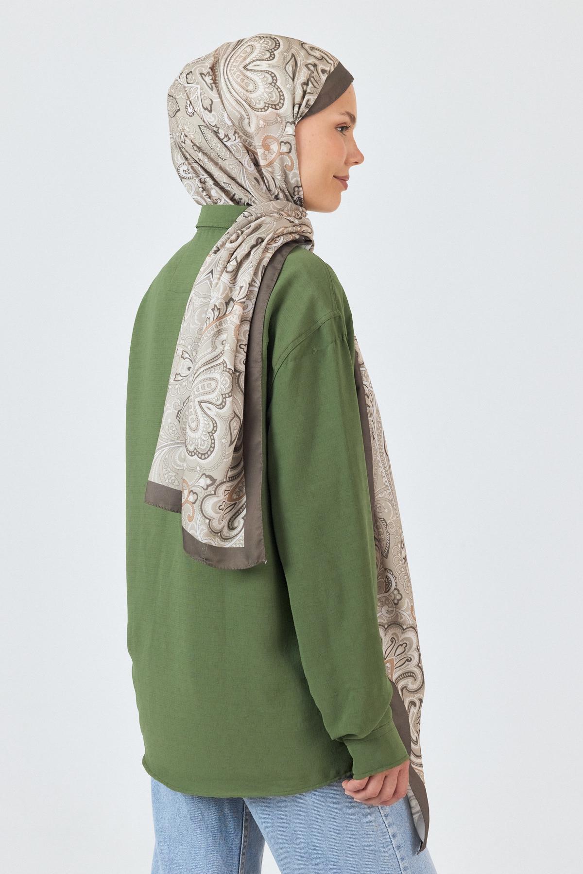 Kahve Etnik Desenli Şal 4005 - 4