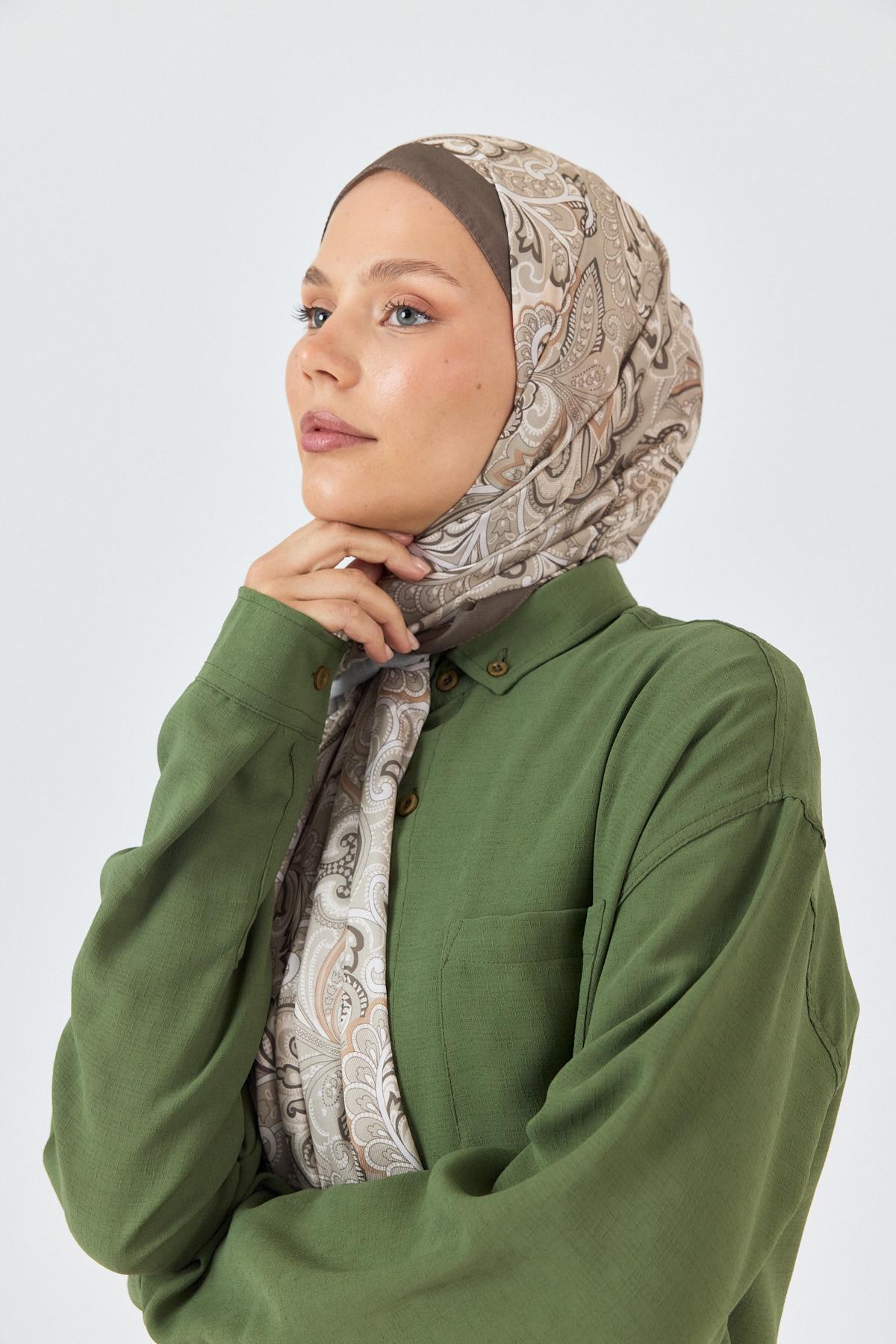 Kahve Etnik Desenli Şal 4005 - 7