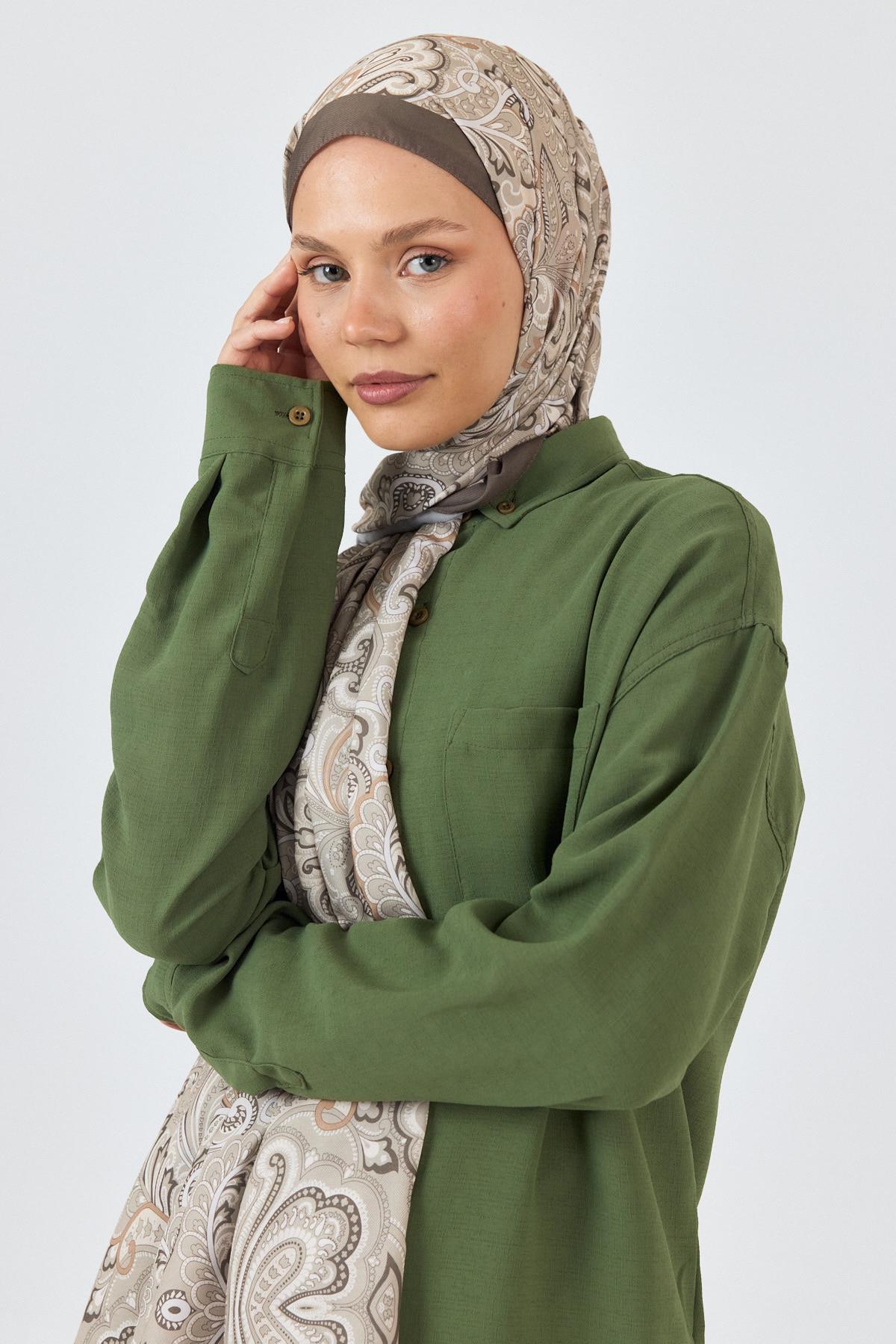 Kahve Etnik Desenli Şal 4005 - 6