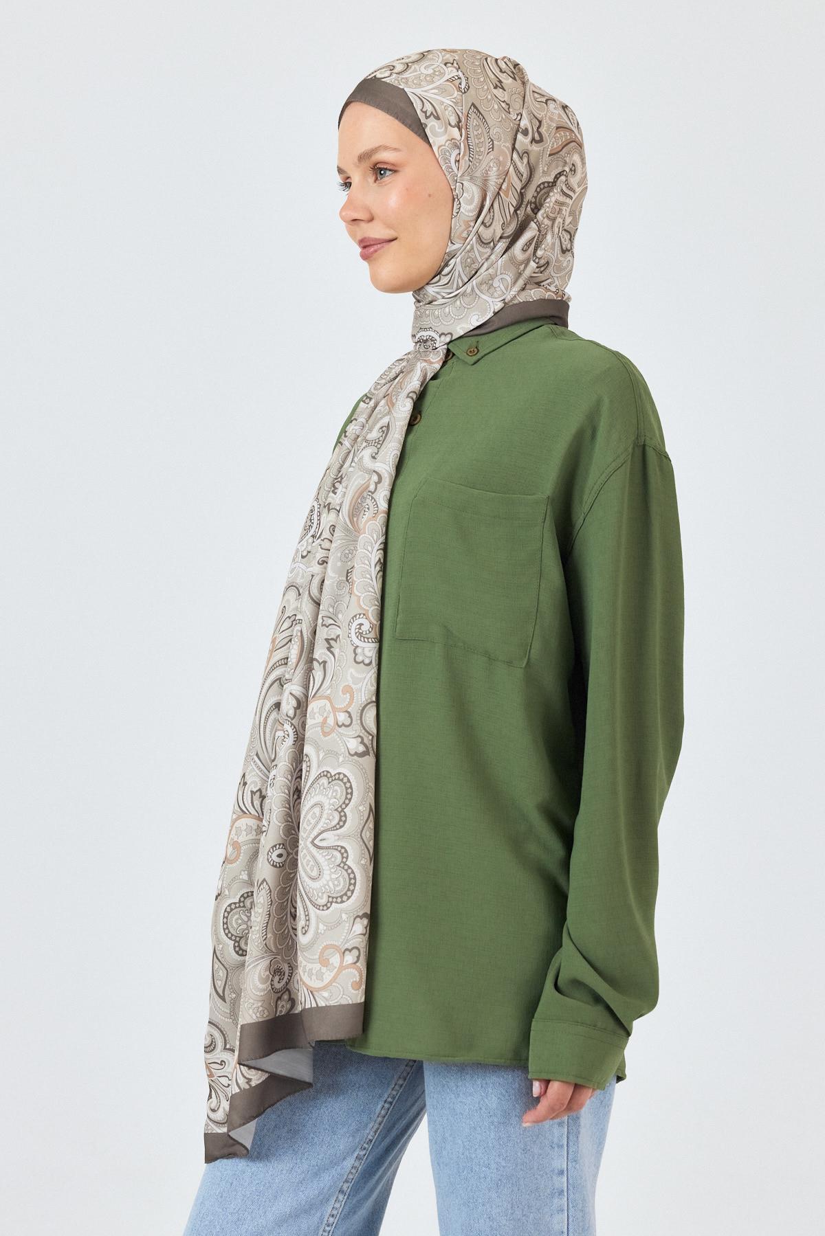 Kahve Etnik Desenli Şal 4005 - 2