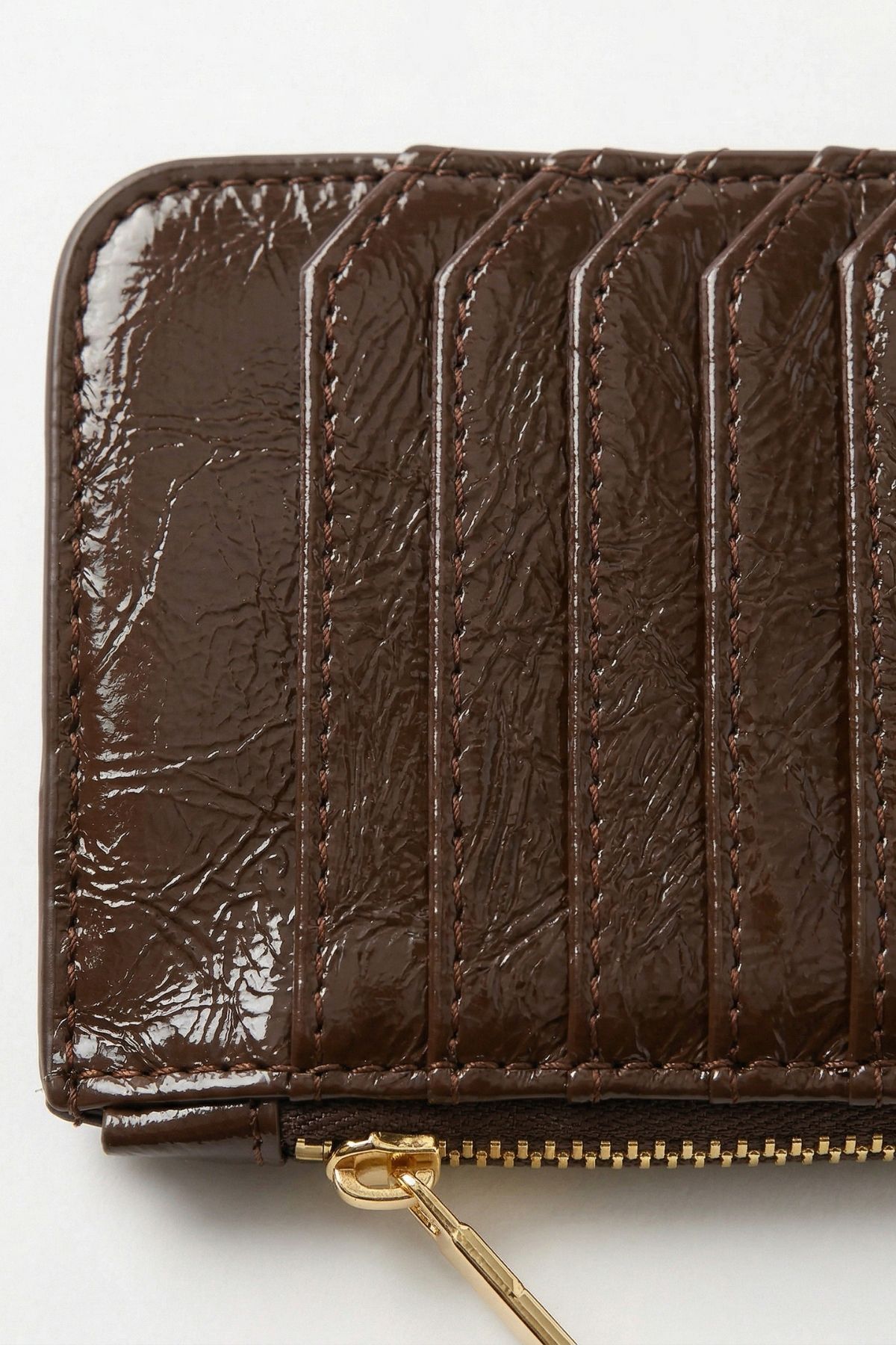 Kahve Fermuar Detaylı Parlak Kartlık 230 - RAYS