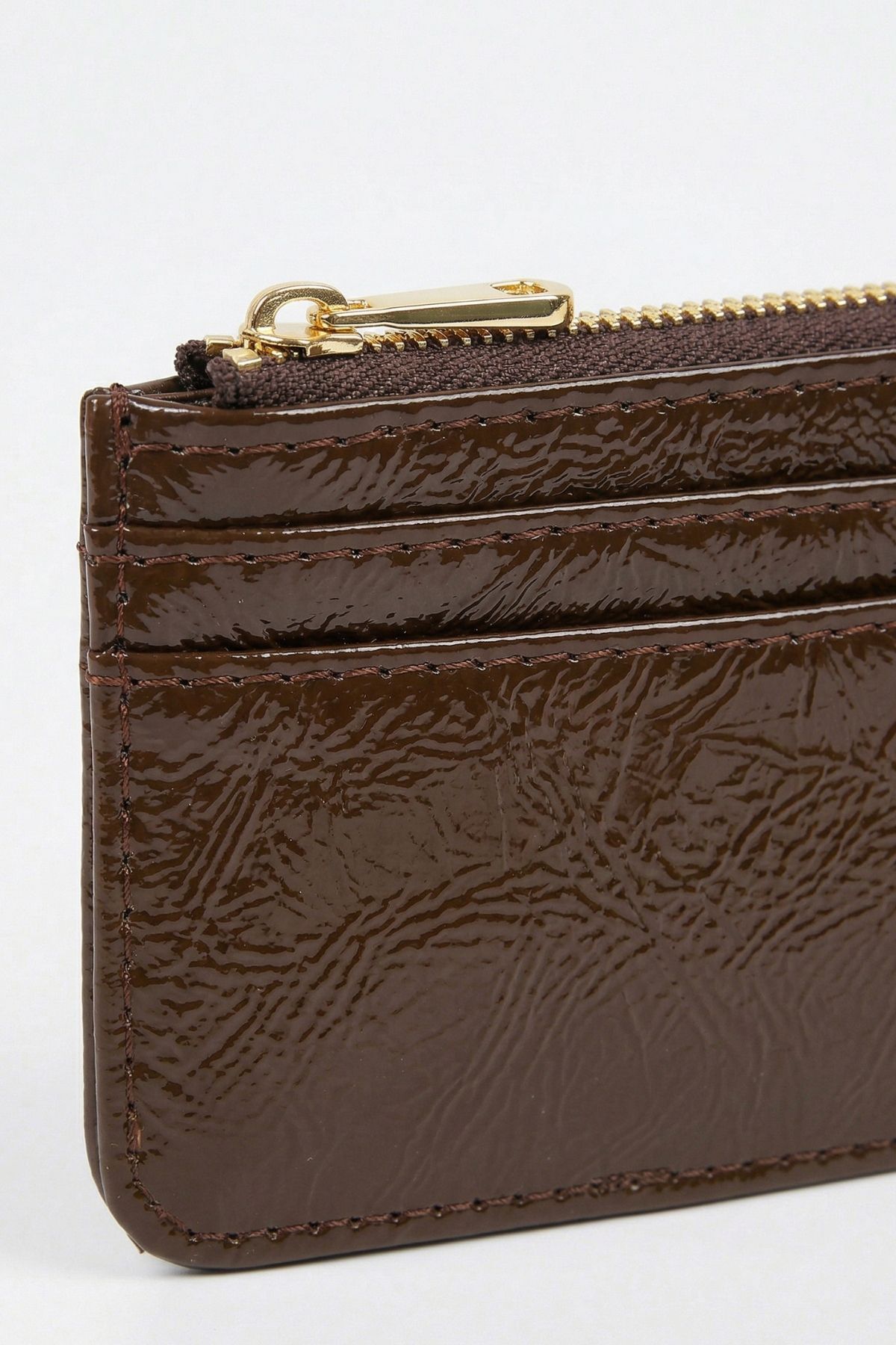 Kahve Fermuar Detaylı Parlak Kartlık 231 - 3