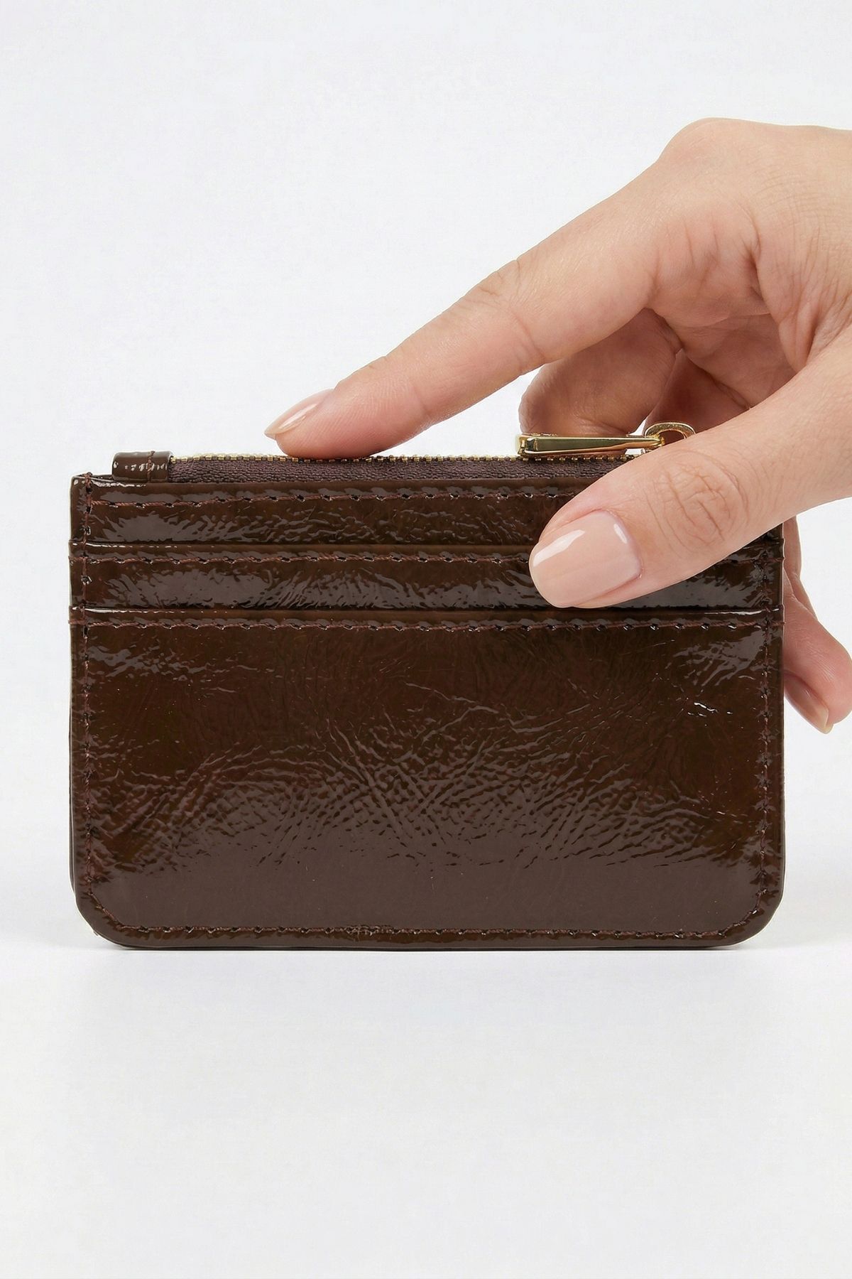 Kahve Fermuar Detaylı Parlak Kartlık 231 - RAYS