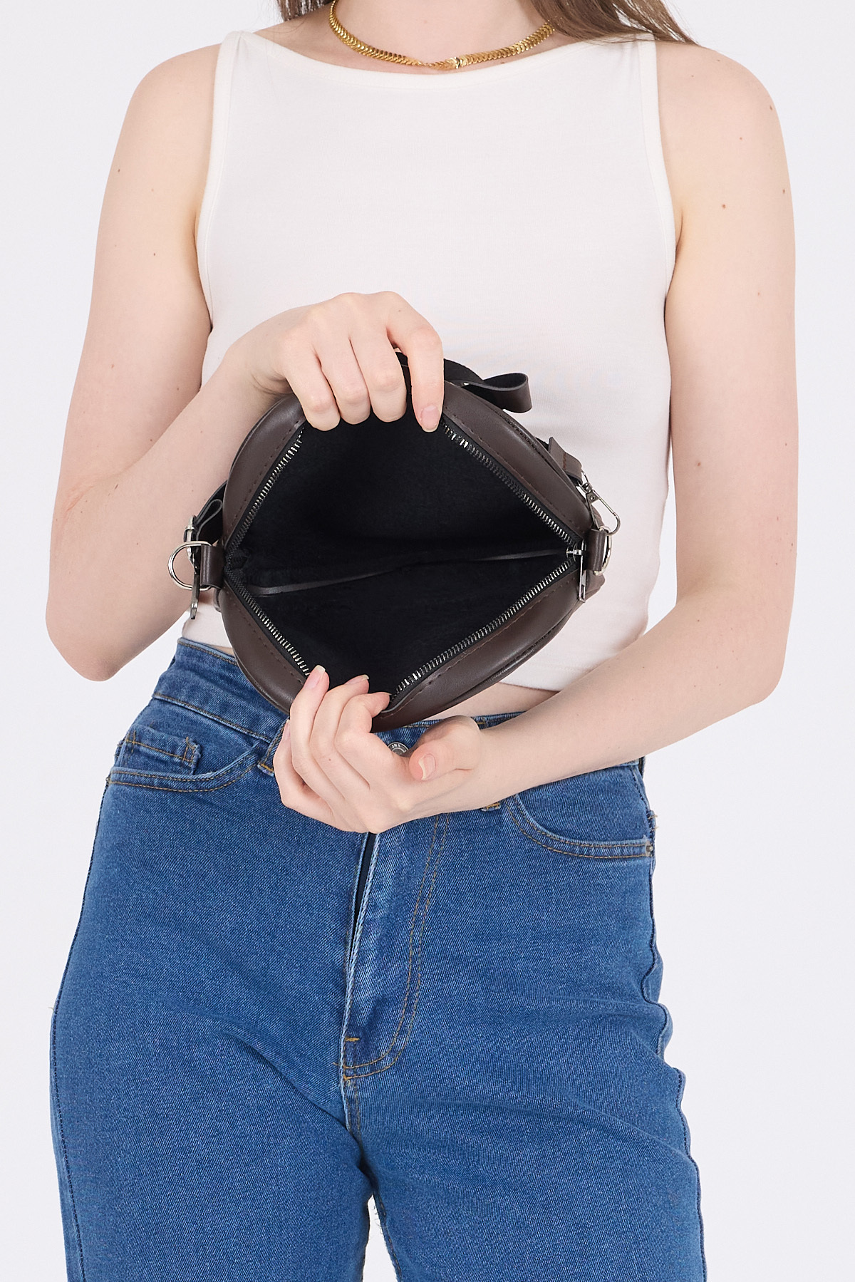 Kahve Fermuarlı Çapraz Askılı Omuz Çantası 9213 - RAYS