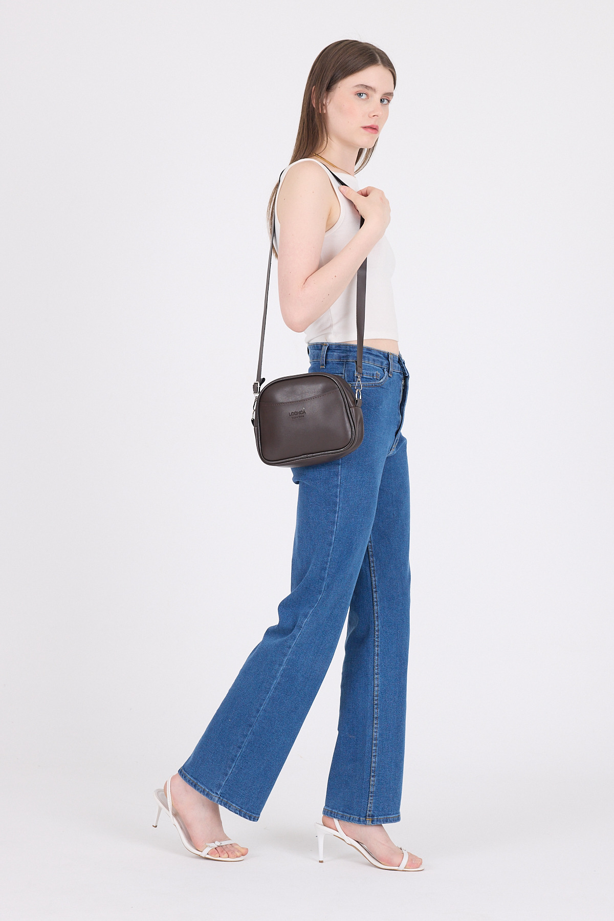 Kahve Fermuarlı Çapraz Askılı Omuz Çantası 9213 - 3