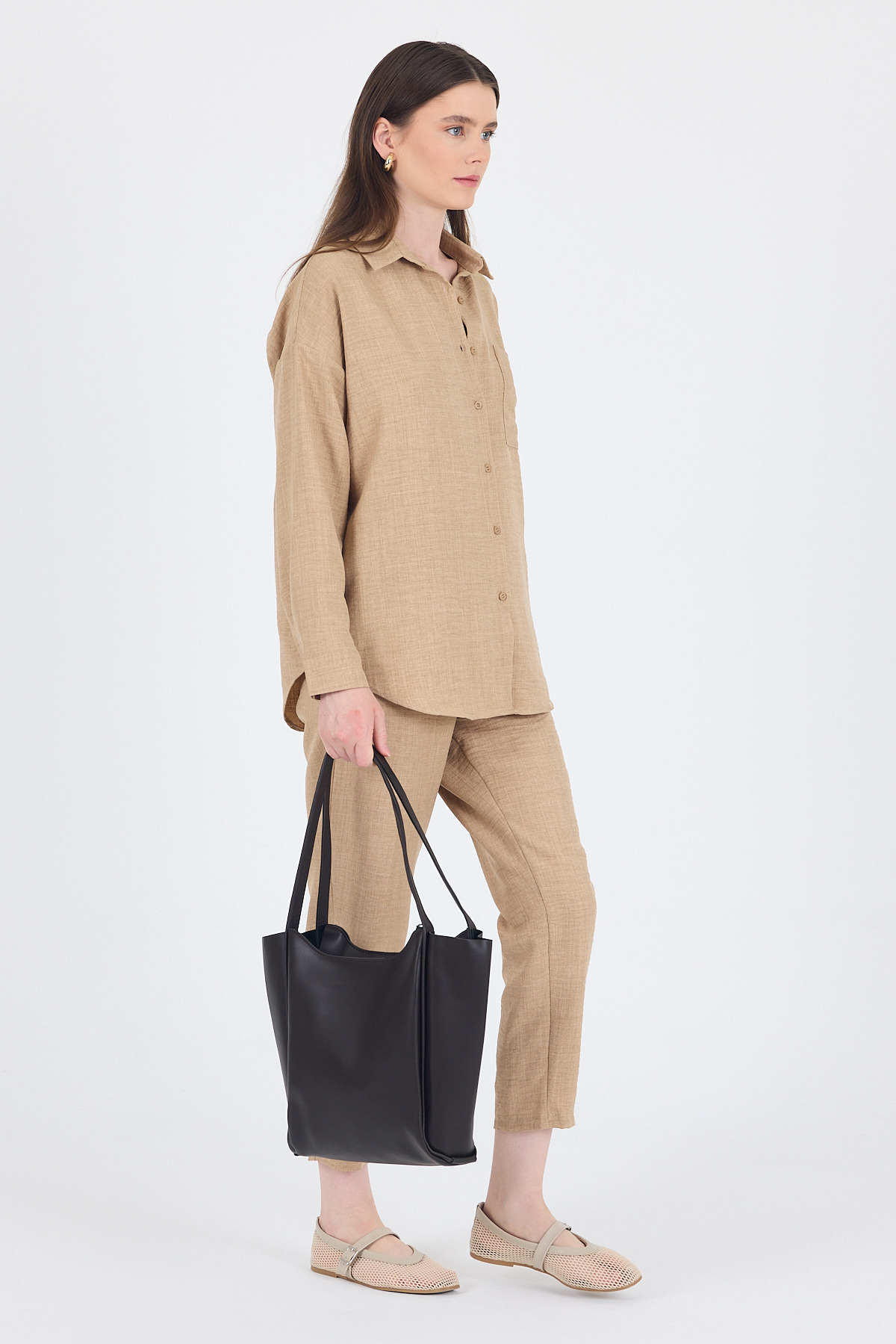 Kahve Fermuarlı Omuz Çantası 9208 - 5