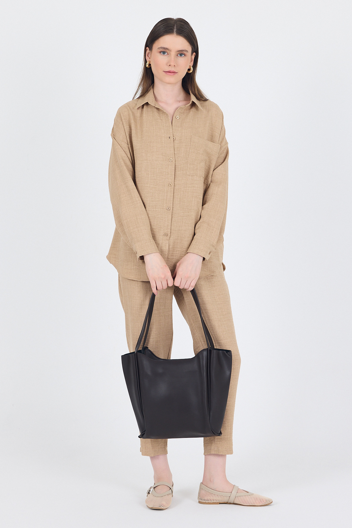 Kahve Fermuarlı Omuz Çantası 9208 - RAYS