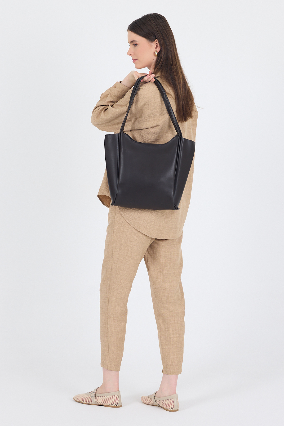 Kahve Fermuarlı Omuz Çantası 9208 - RAYS