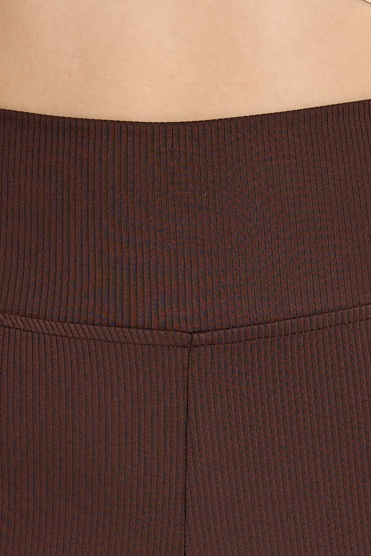 Kahve Fitilli Biker Şort Tayt 3005 - 4