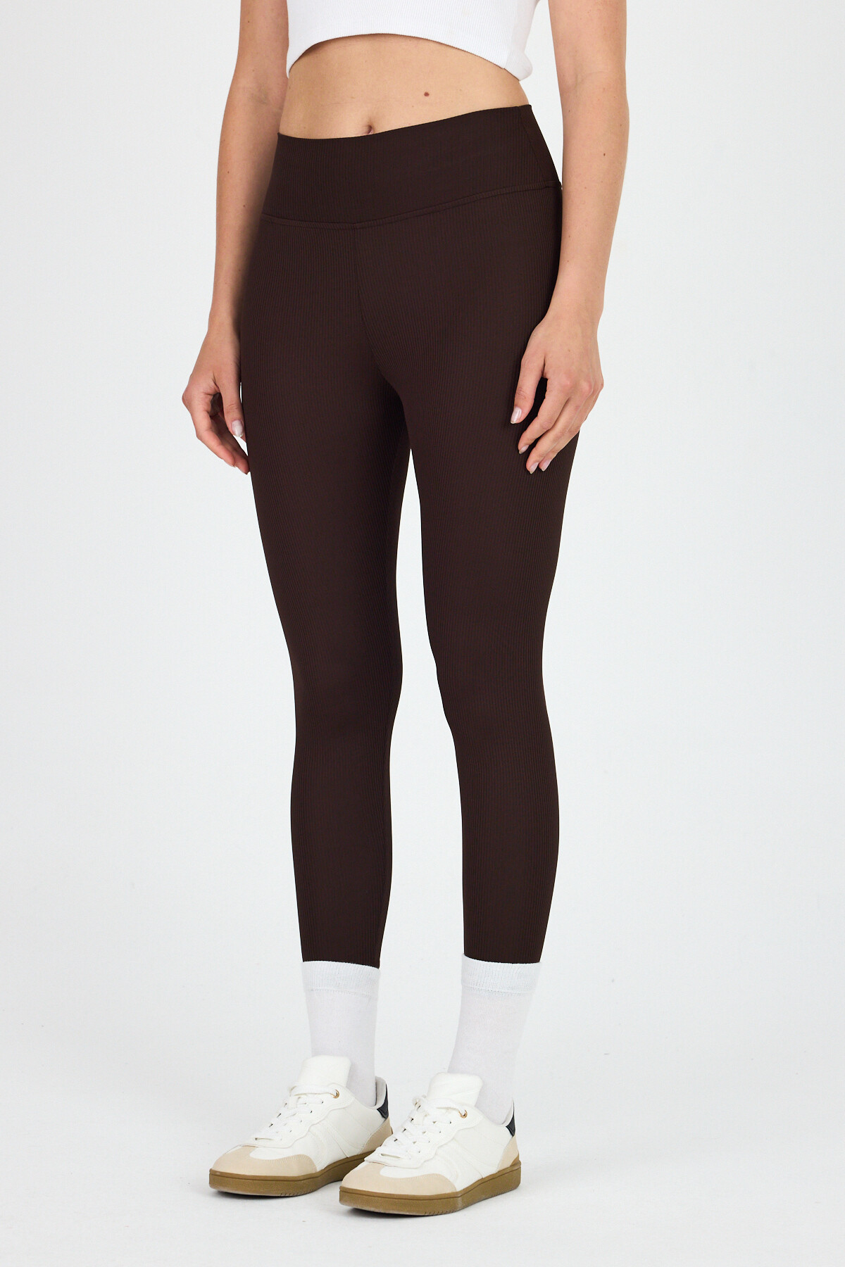 Kahve Fitilli Yüksek Bel Tayt 2004 - 3