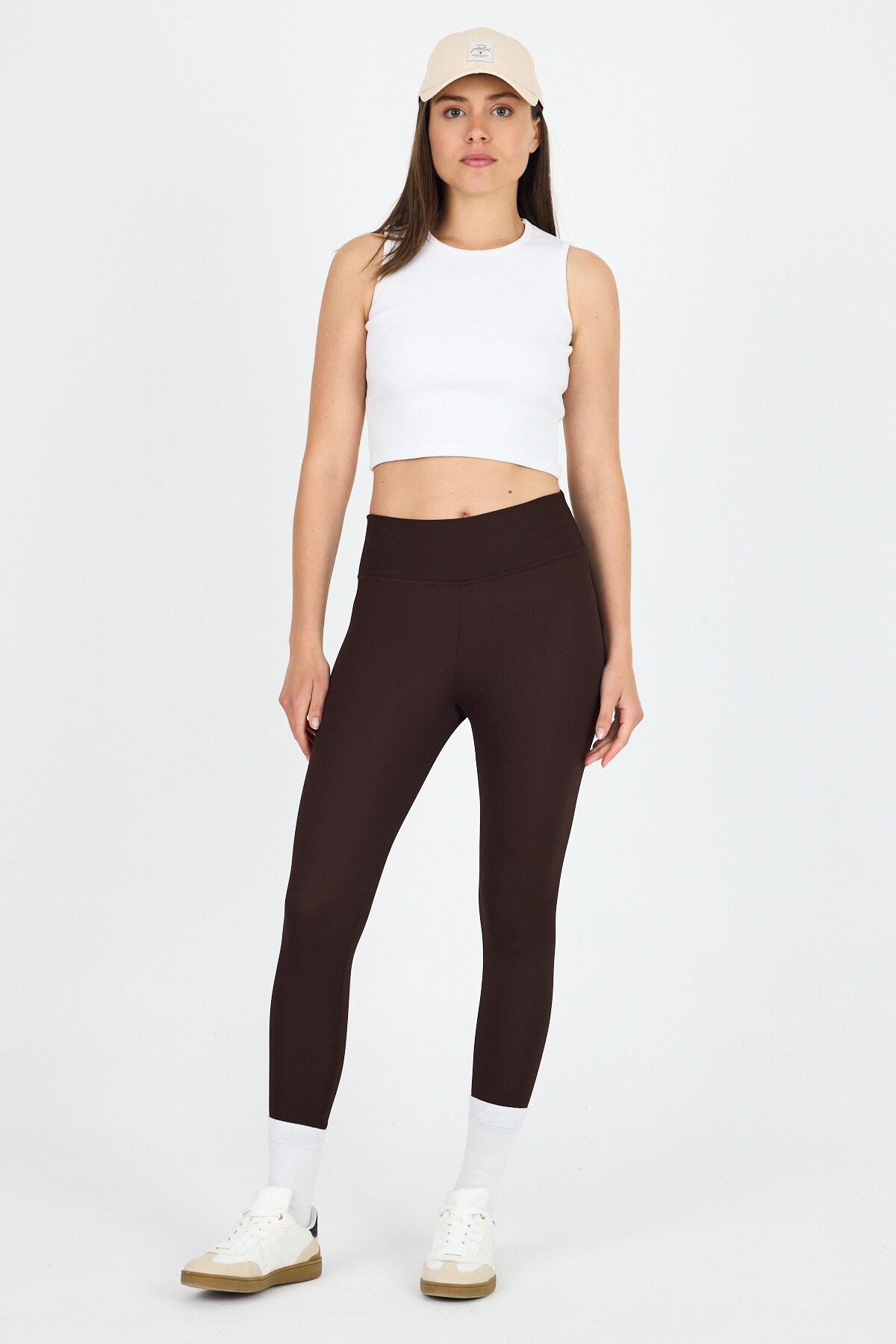 Kahve Fitilli Yüksek Bel Tayt 2004 - 1