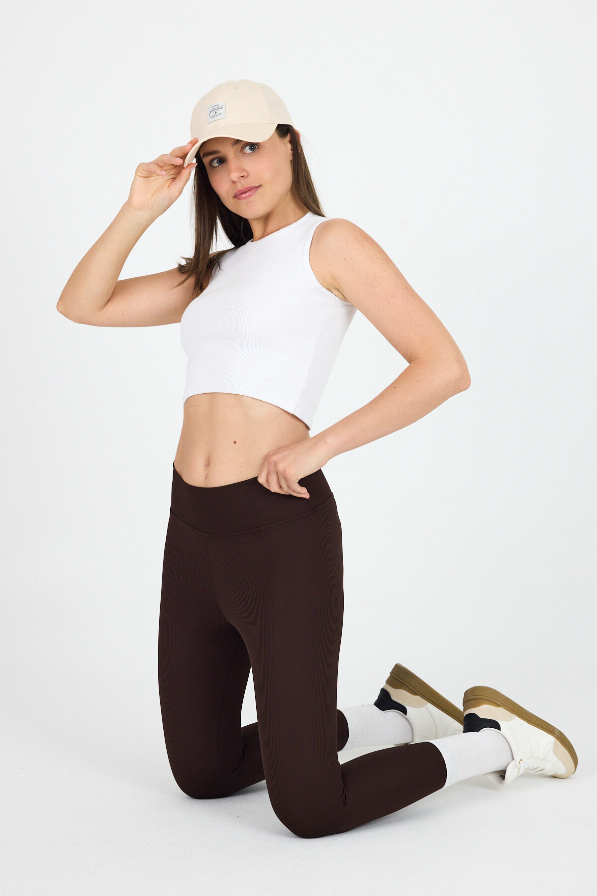 Kahve Fitilli Yüksek Bel Tayt 2004 - 6