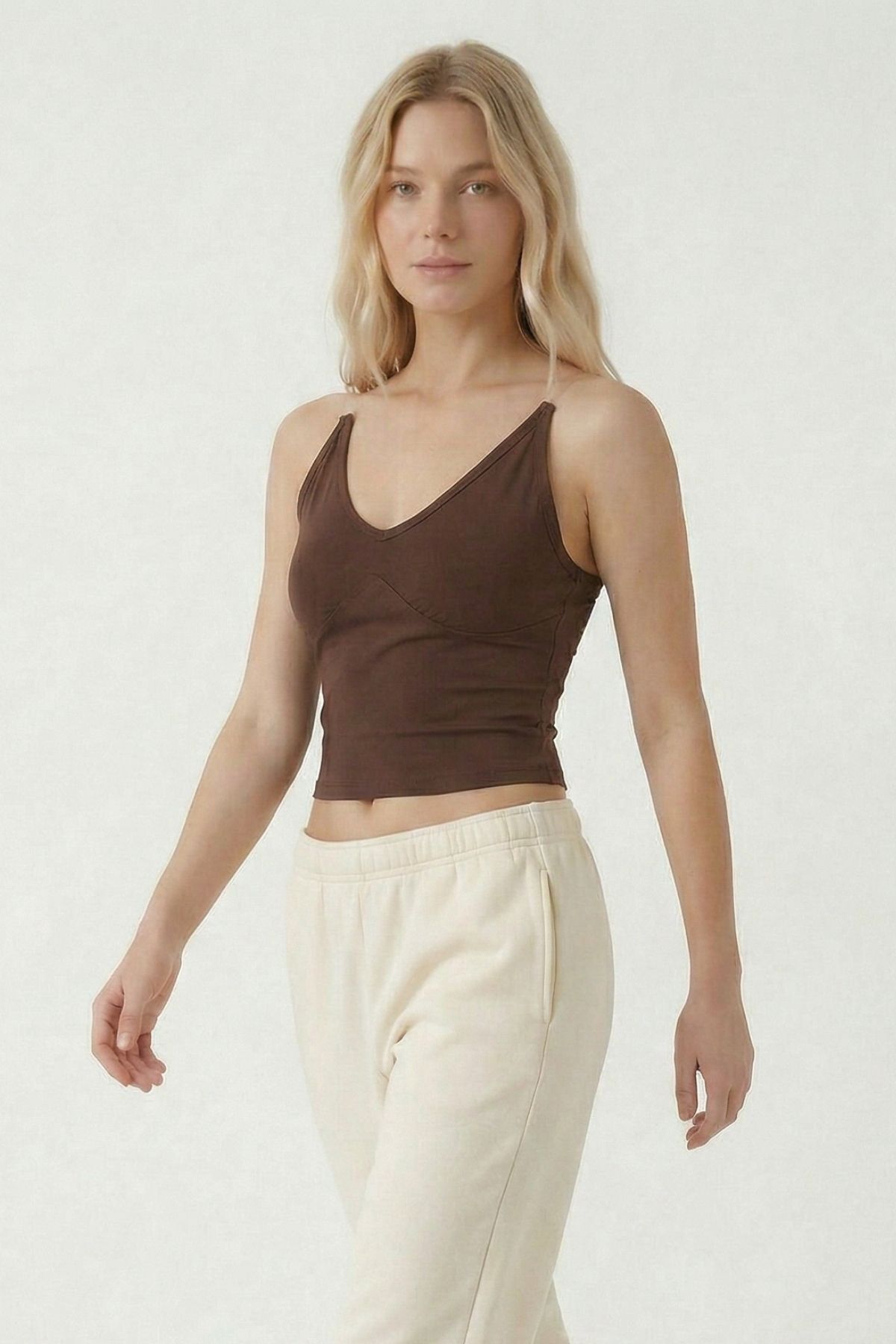 Kahve Hayalet Askılı Bluz 9053 - RAYS