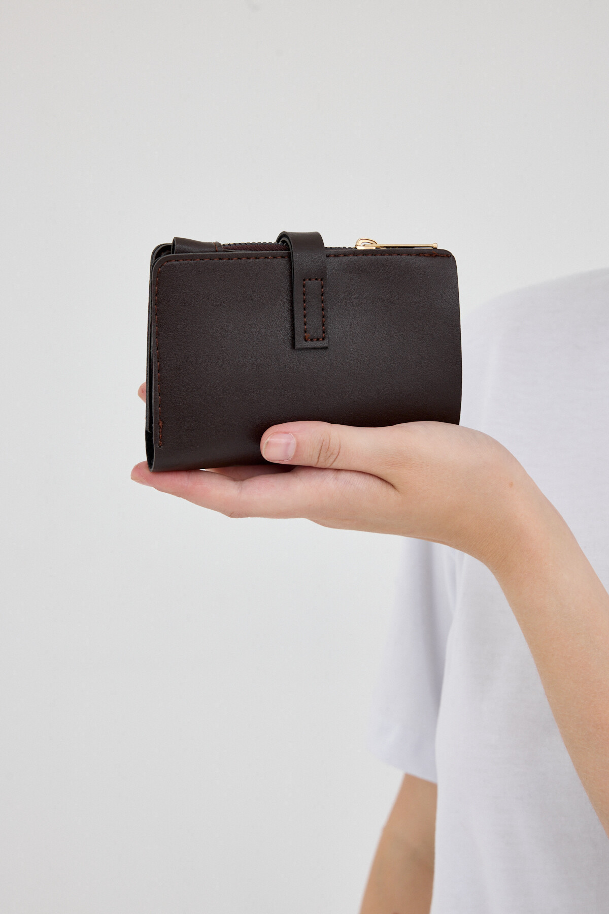 Kahve Kemer Tokalı Fermuarlı Cüzdan 9209 - 2