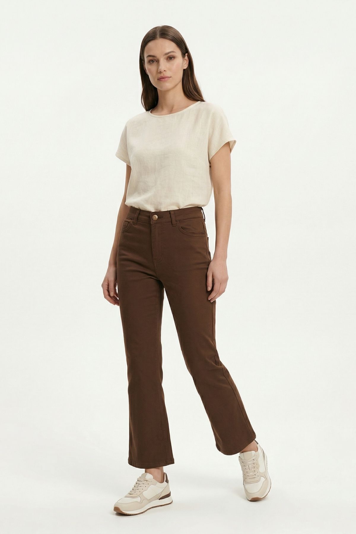 Kahve Likralı Palazzo Pantolon 807 - RAYS