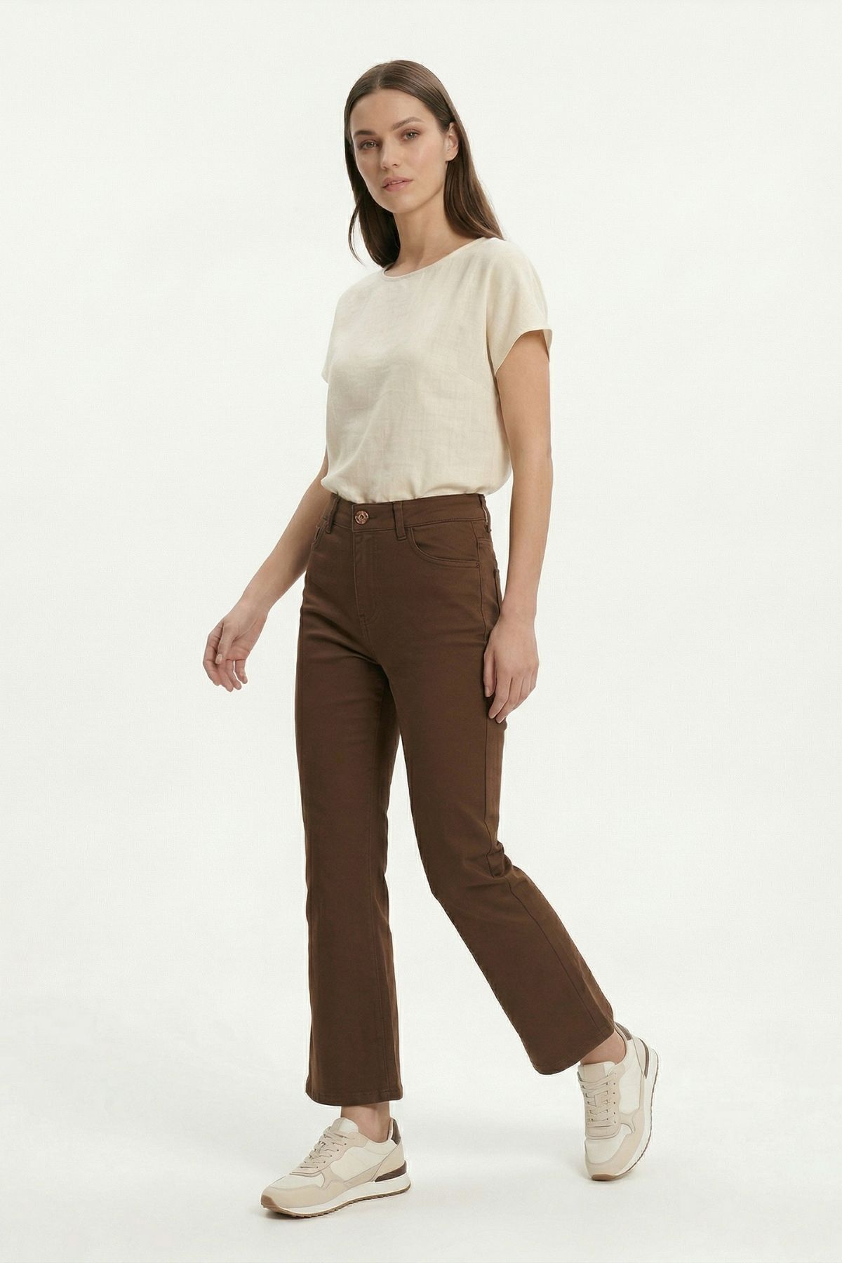 Kahve Likralı Palazzo Pantolon 807 - 2