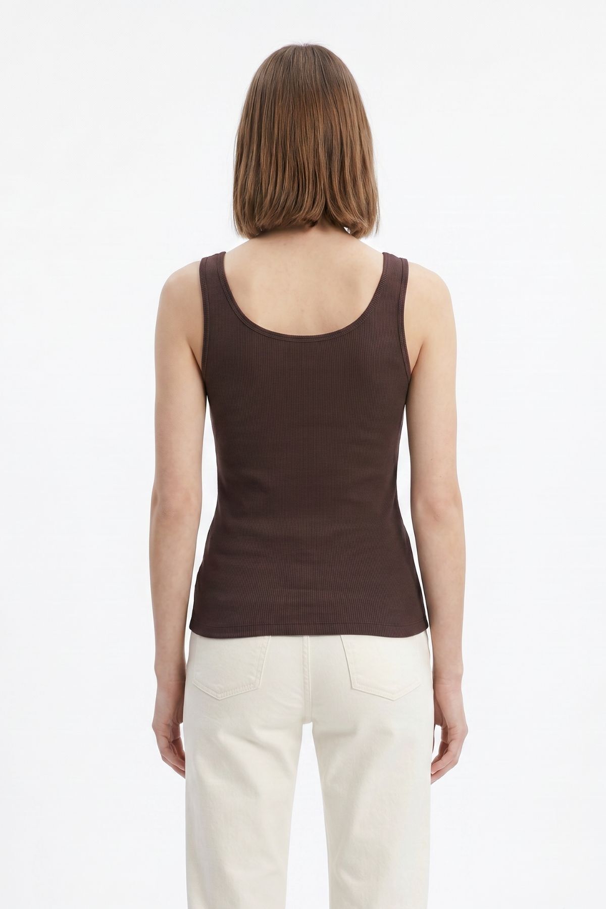 Kahve Ön Düğme Detay Atlet 634 - RAYS