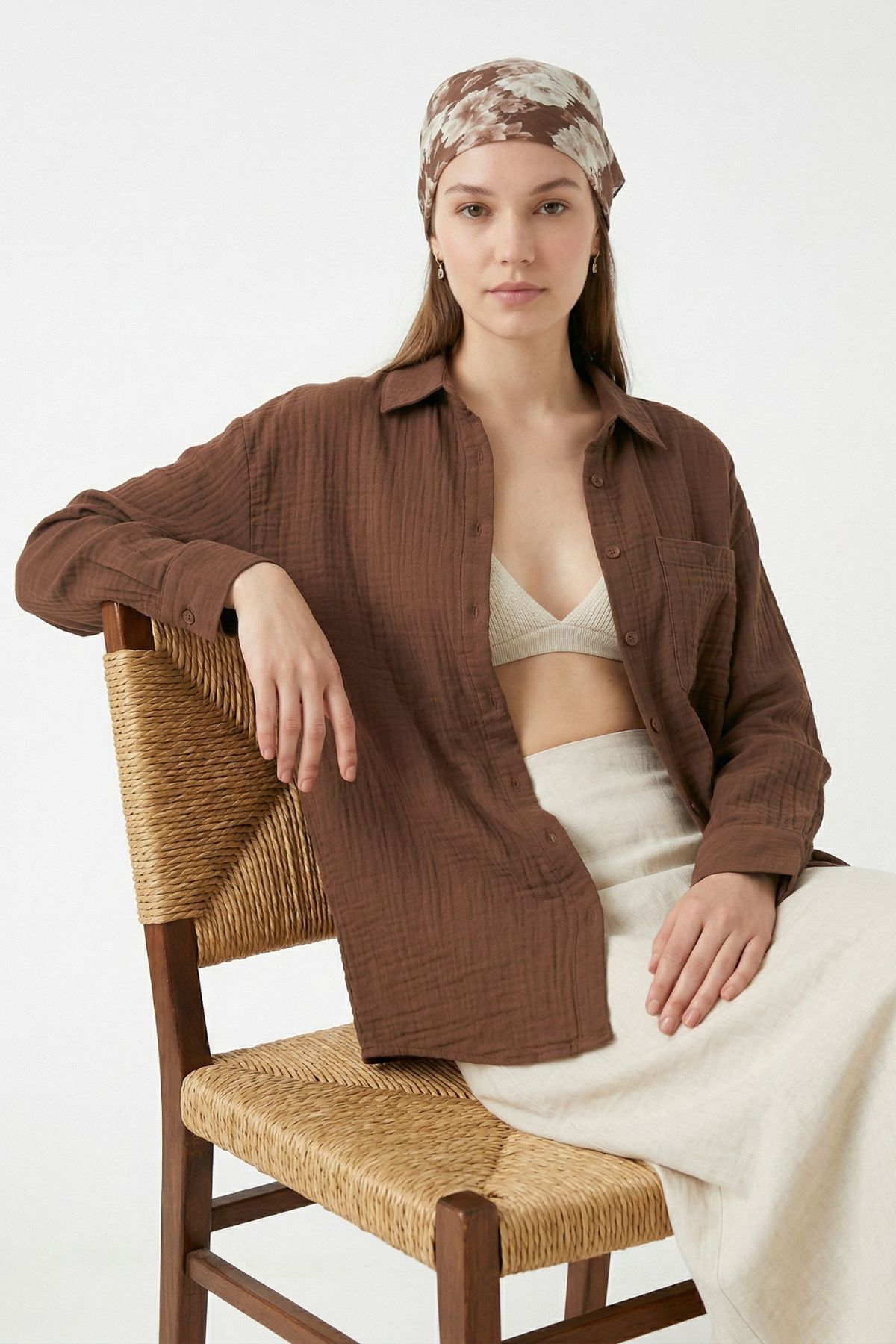 Kahve Önü Tek Cepli Gömlek 4697A - RAYS