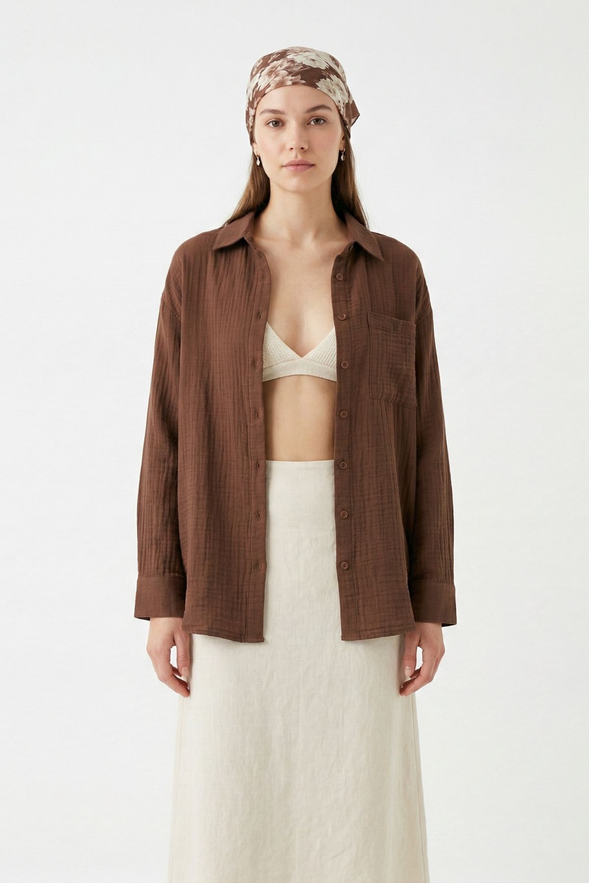 Kahve Önü Tek Cepli Gömlek 4697A - RAYS