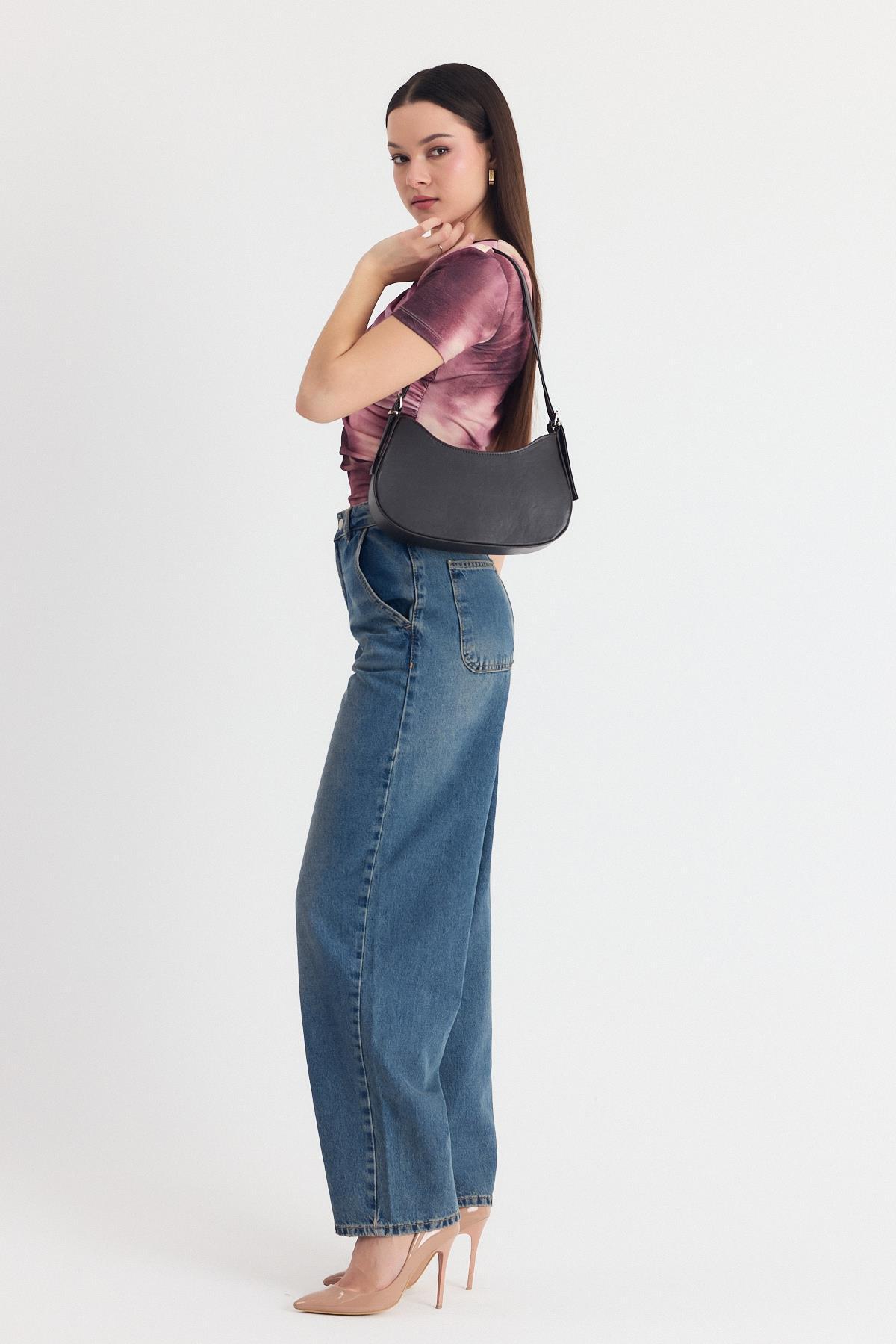 Kahve Oval Baget Çanta 3001 - 2