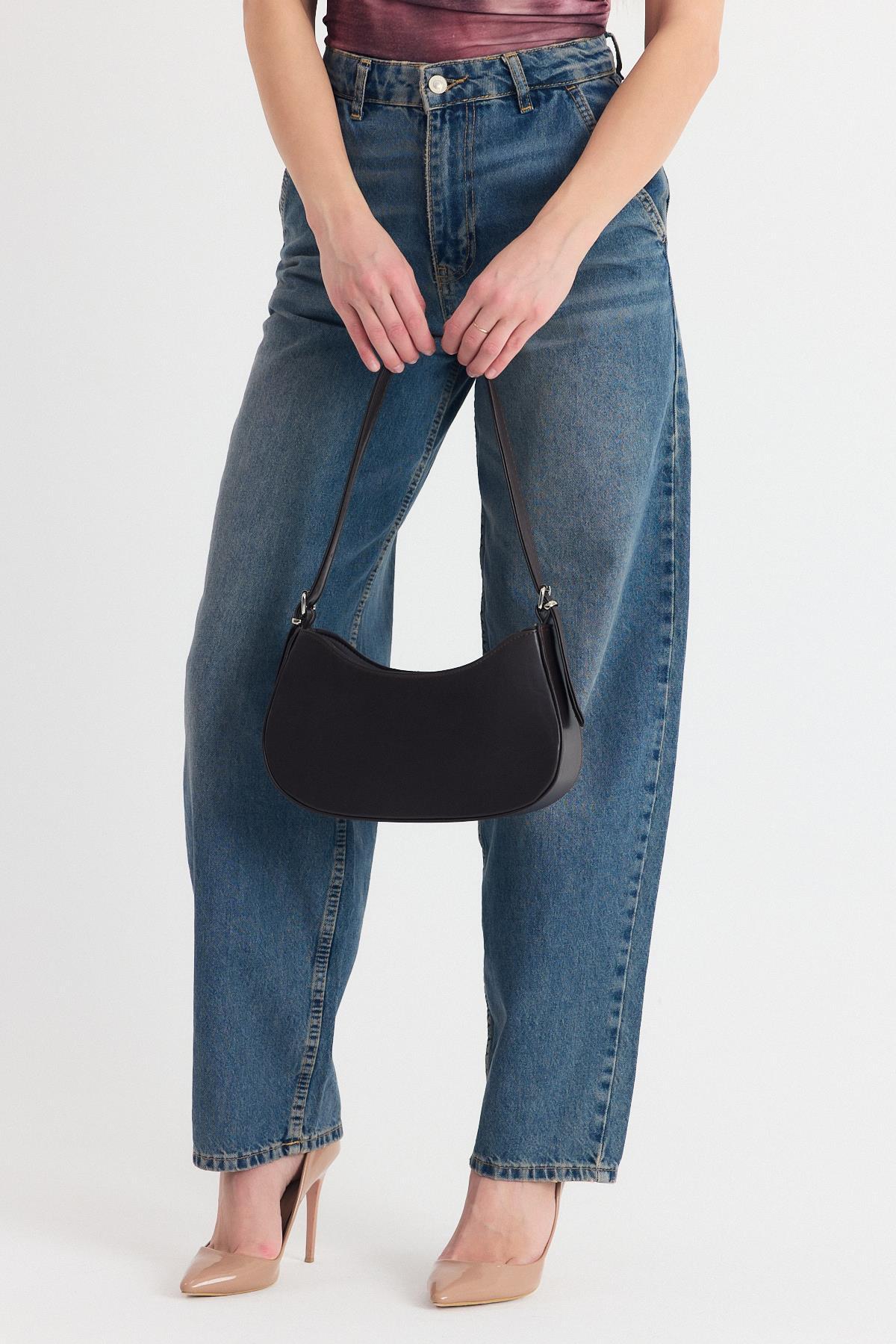 Kahve Oval Baget Çanta 3001 - 3