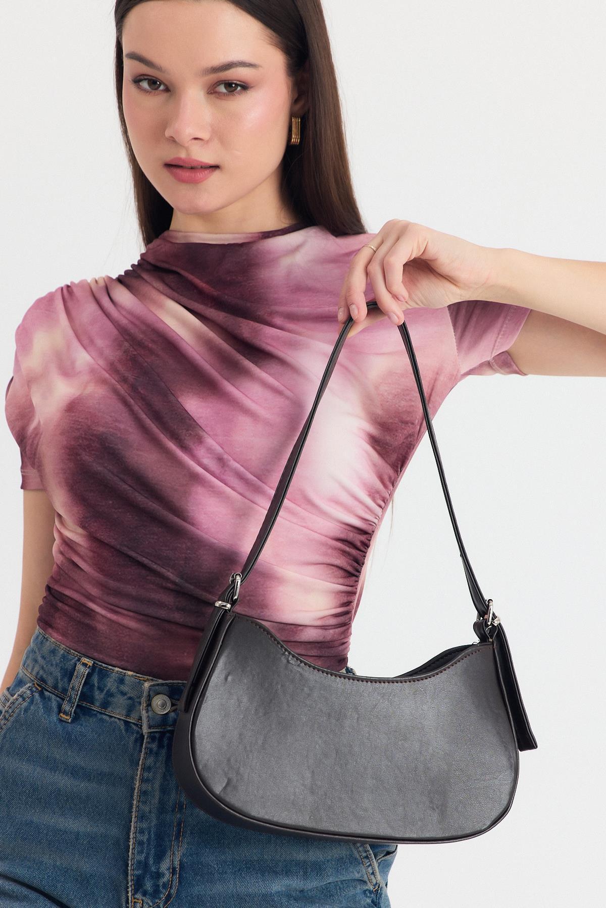 Kahve Oval Baget Çanta 3001 - 6