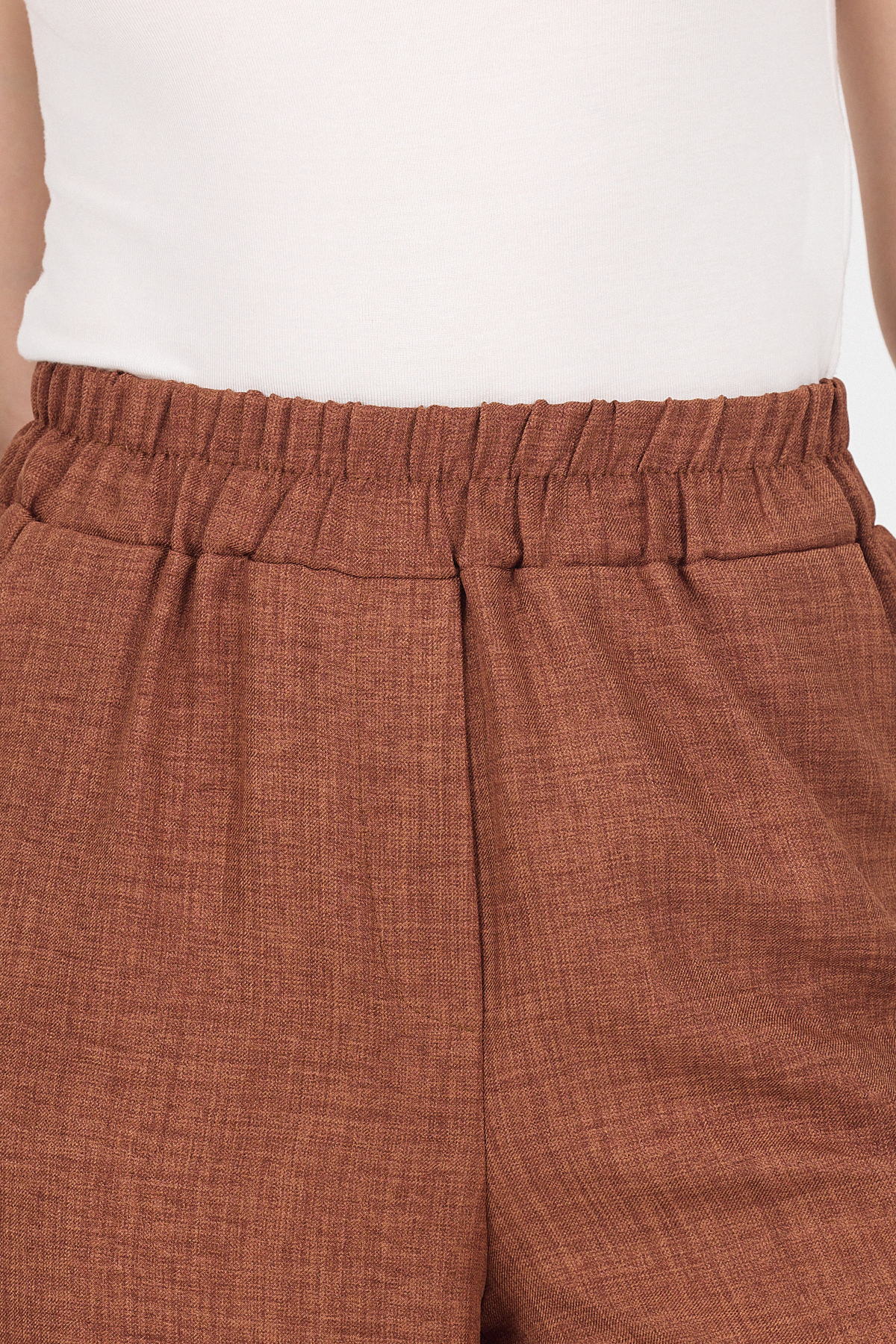 Kahve Pamuklu Bel Lastikli Bol Paça Pantolon 4657 - 4