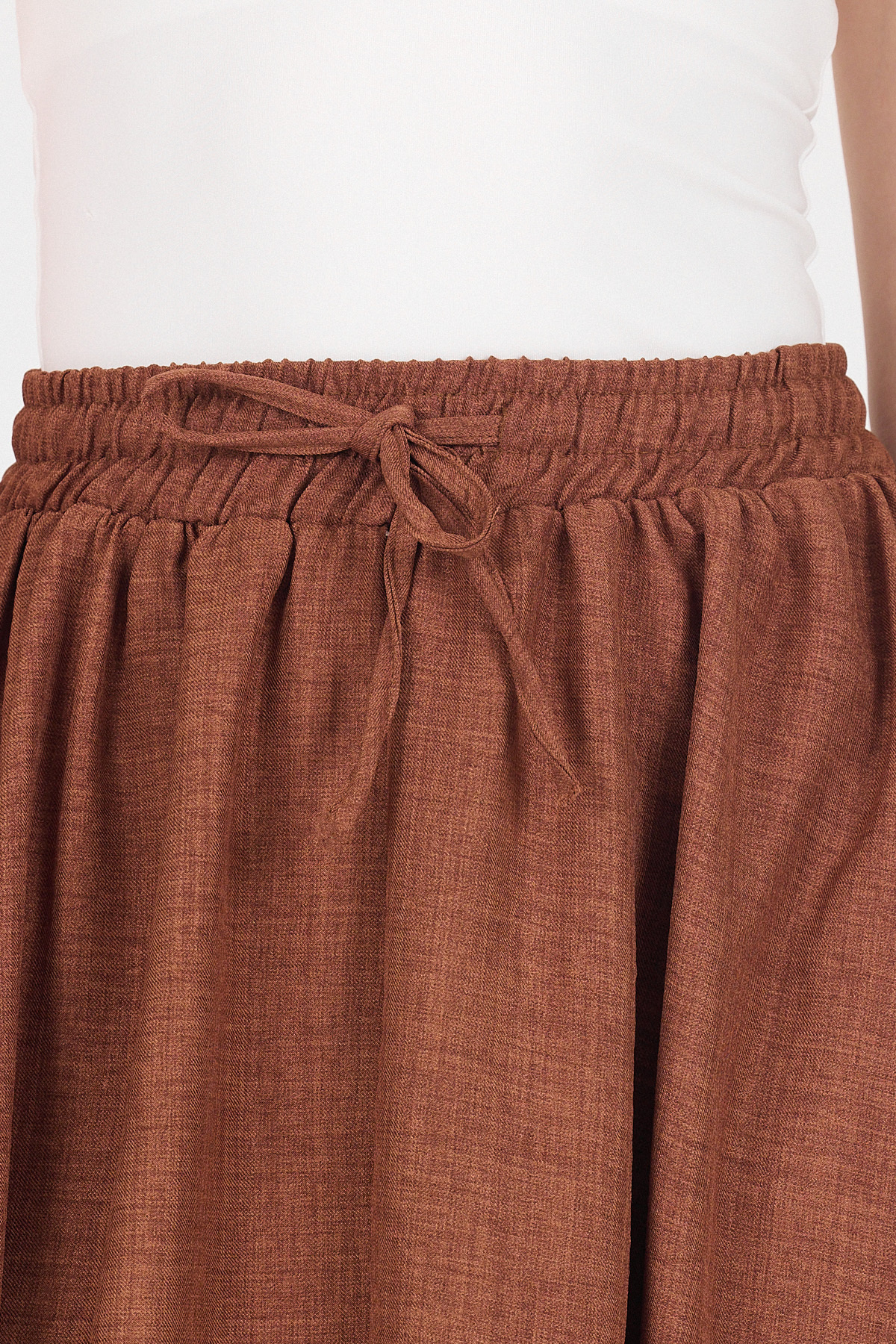 Kahve Pamuklu Çan Kesim Bağcıklı Uzun Etek 8024 - RAYS