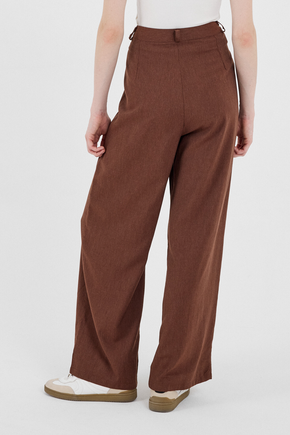 Kahve Pile Detaylı Bol Paça/Palazzo Pantolon 4757A - 5