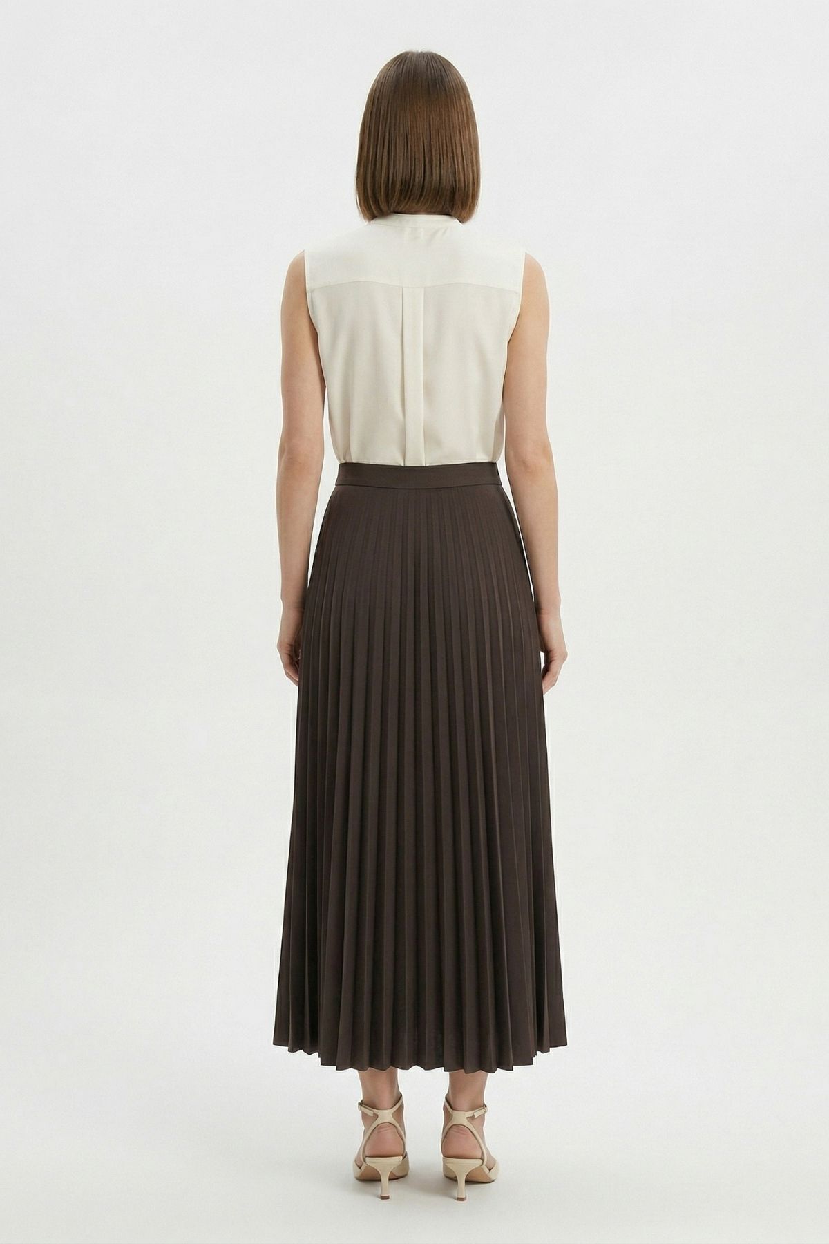 Kahve Pileli Uzun Etek 1296 - 3