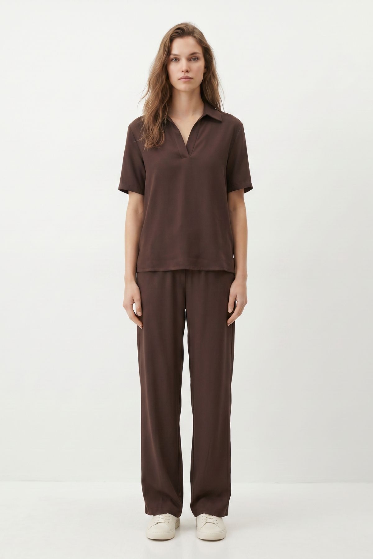 Kahve Polo Yaka Pantolon Takım 8440A - 2