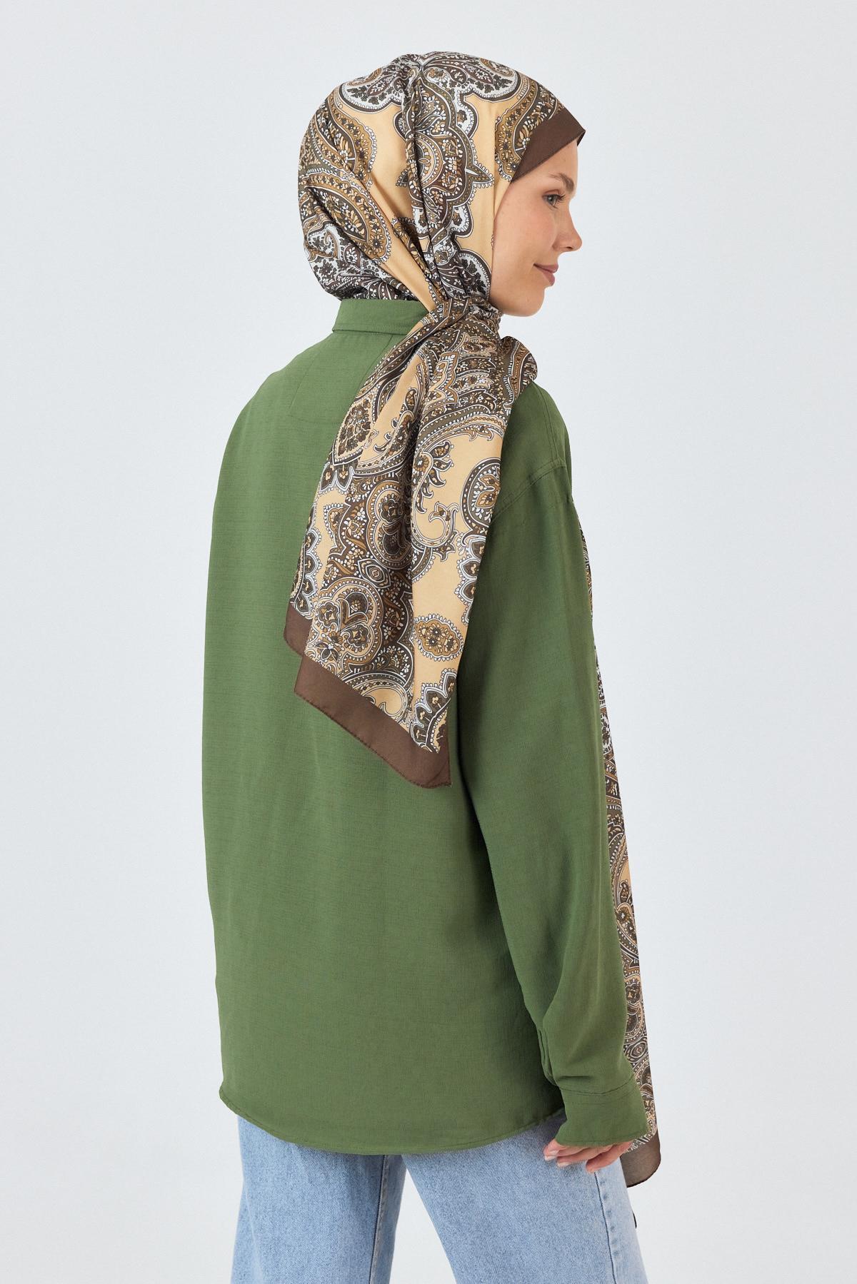 Kahve Retro Desenli Şal 4002 - 3