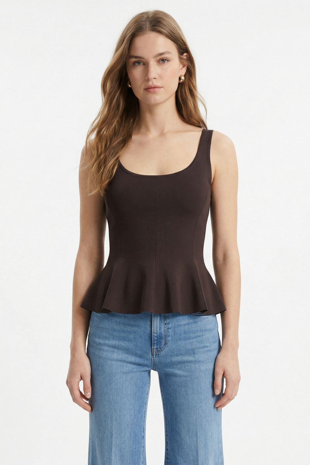 Kahve Sıfır Kol U Yaka Bluz 2786 - 2