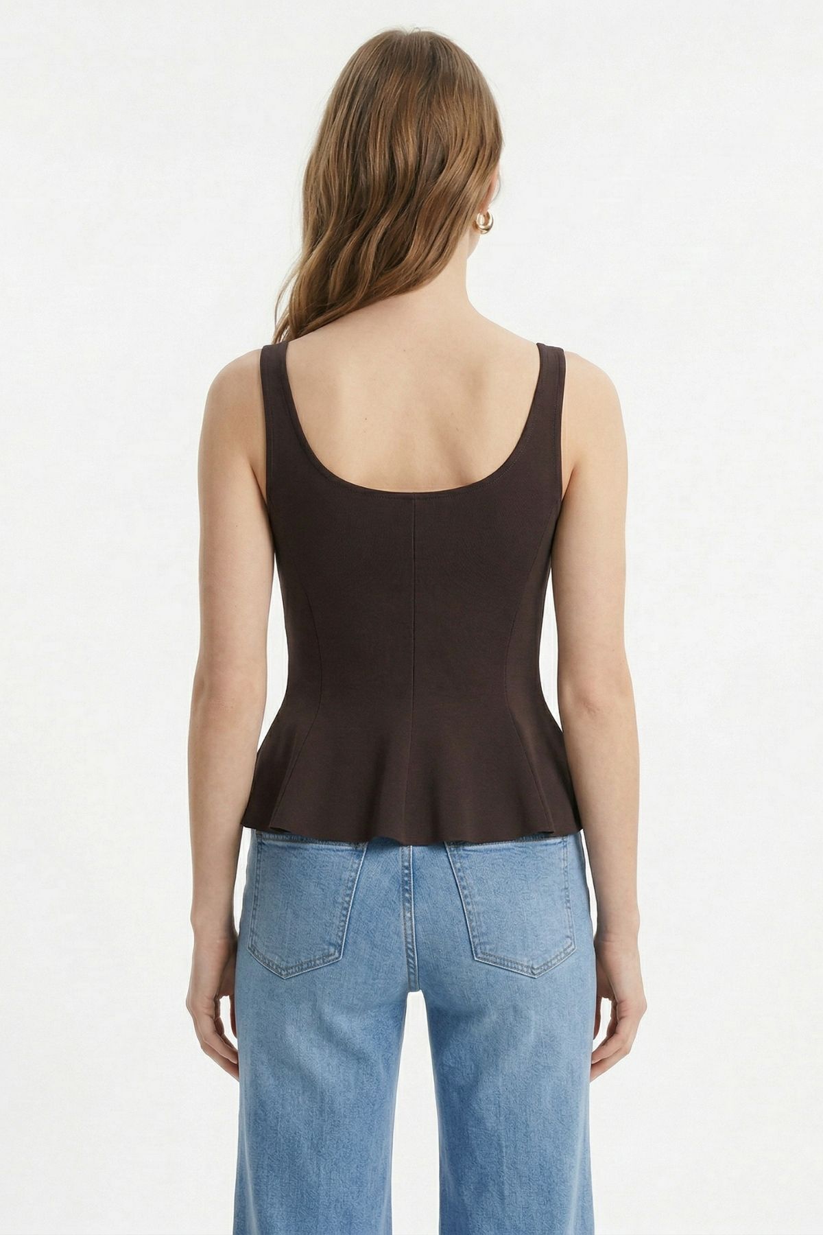 Kahve Sıfır Kol U Yaka Bluz 2786 - 3