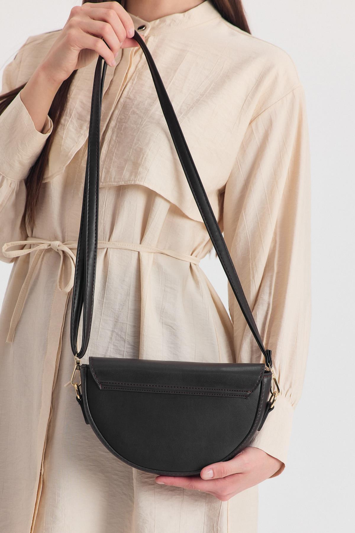 Kahve Simetri Kapak Detaylı Omuz Çantası 3024 - 5