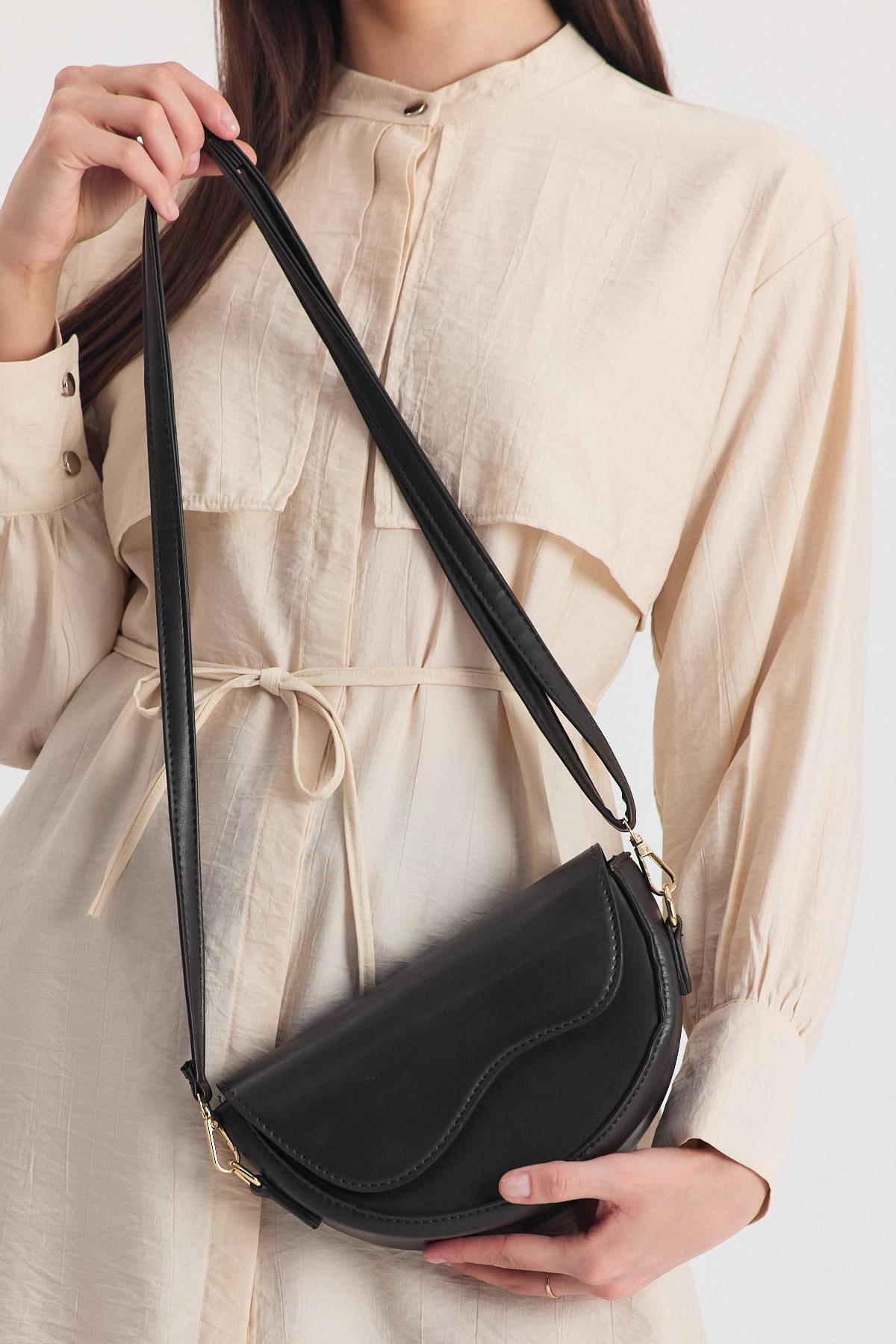 Kahve Simetri Kapak Detaylı Omuz Çantası 3024 - 8