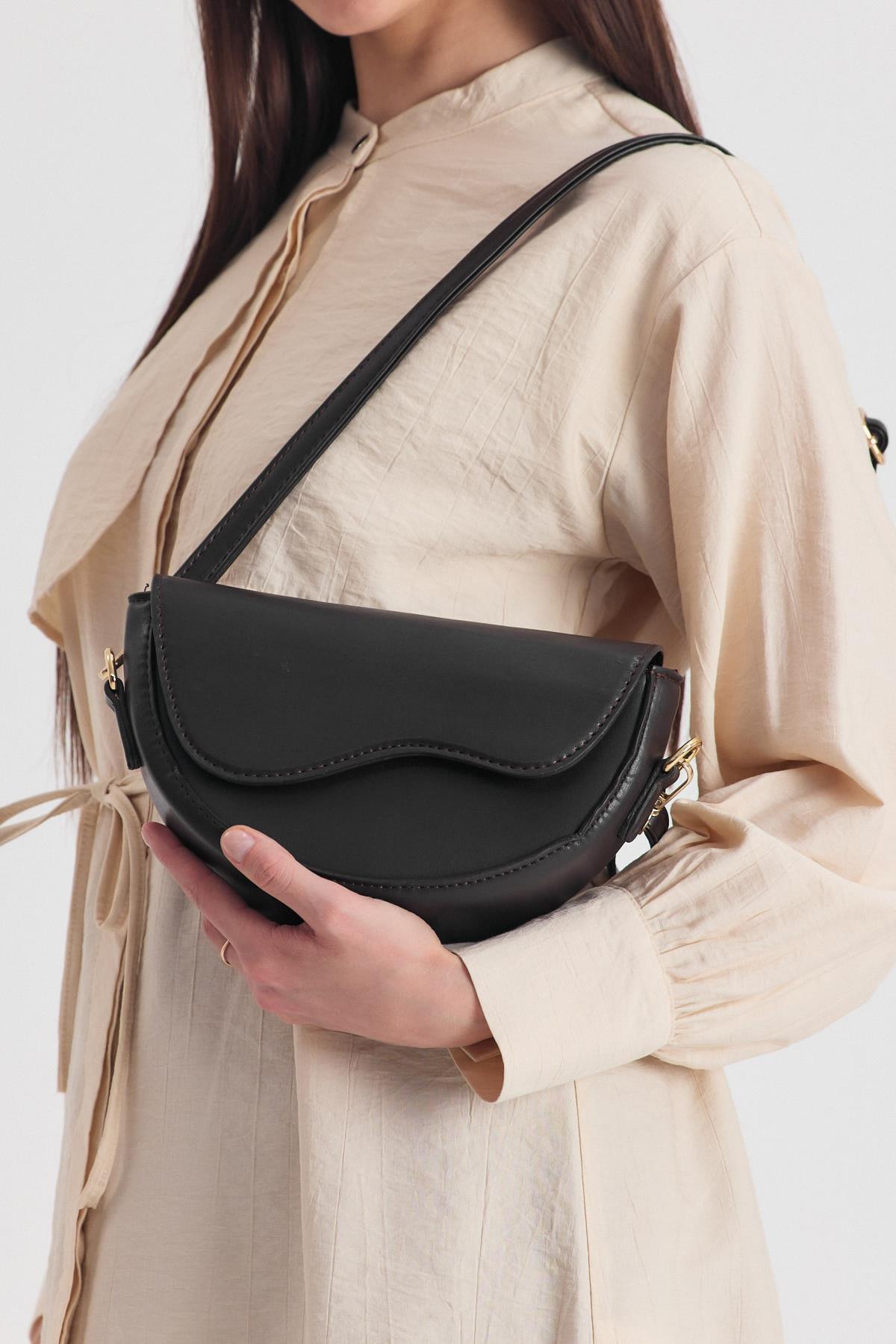 Kahve Simetri Kapak Detaylı Omuz Çantası 3024 - 6