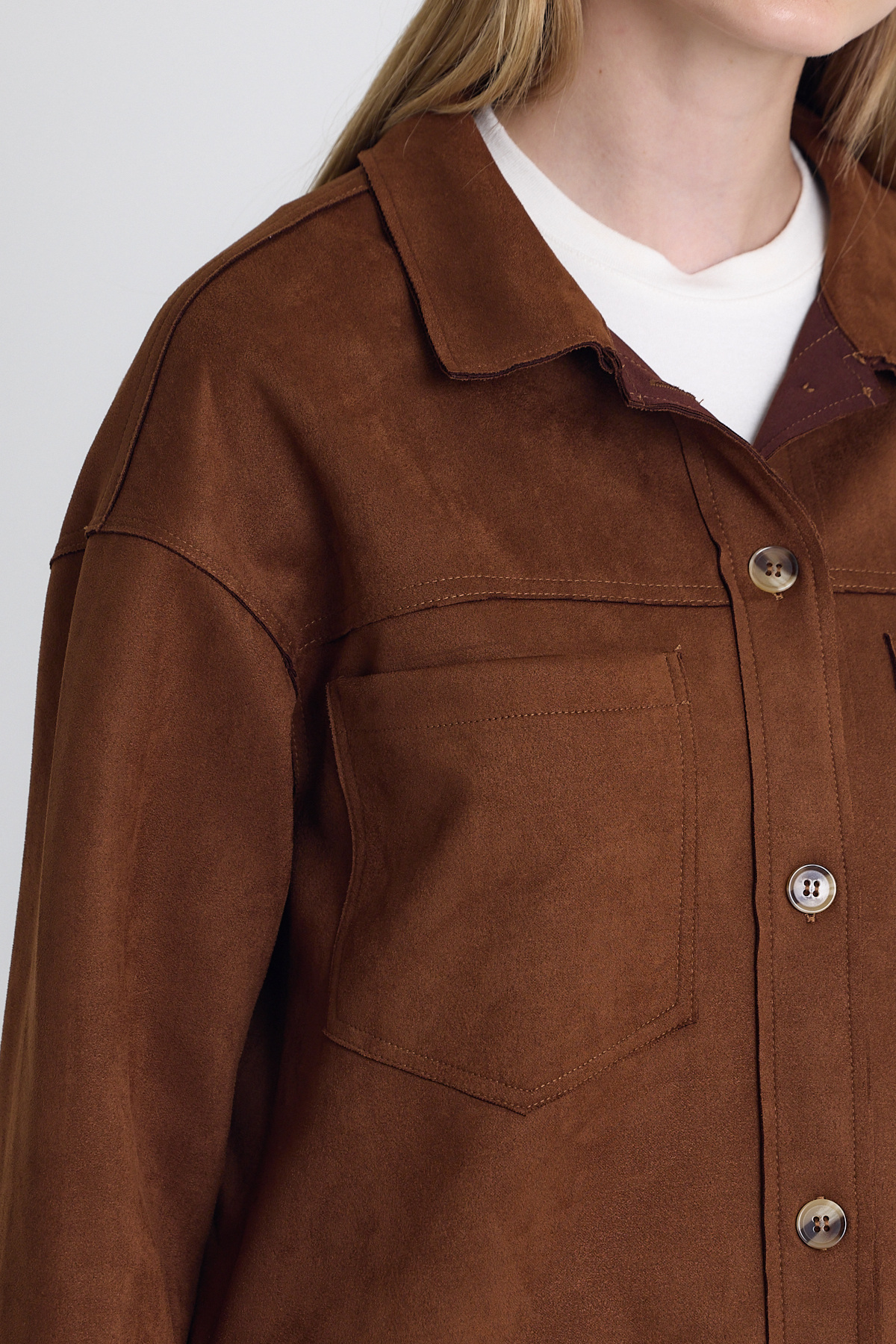 Kahve Süet Görünümlü Oversize Gömlek Ceket 7325A - RAYS